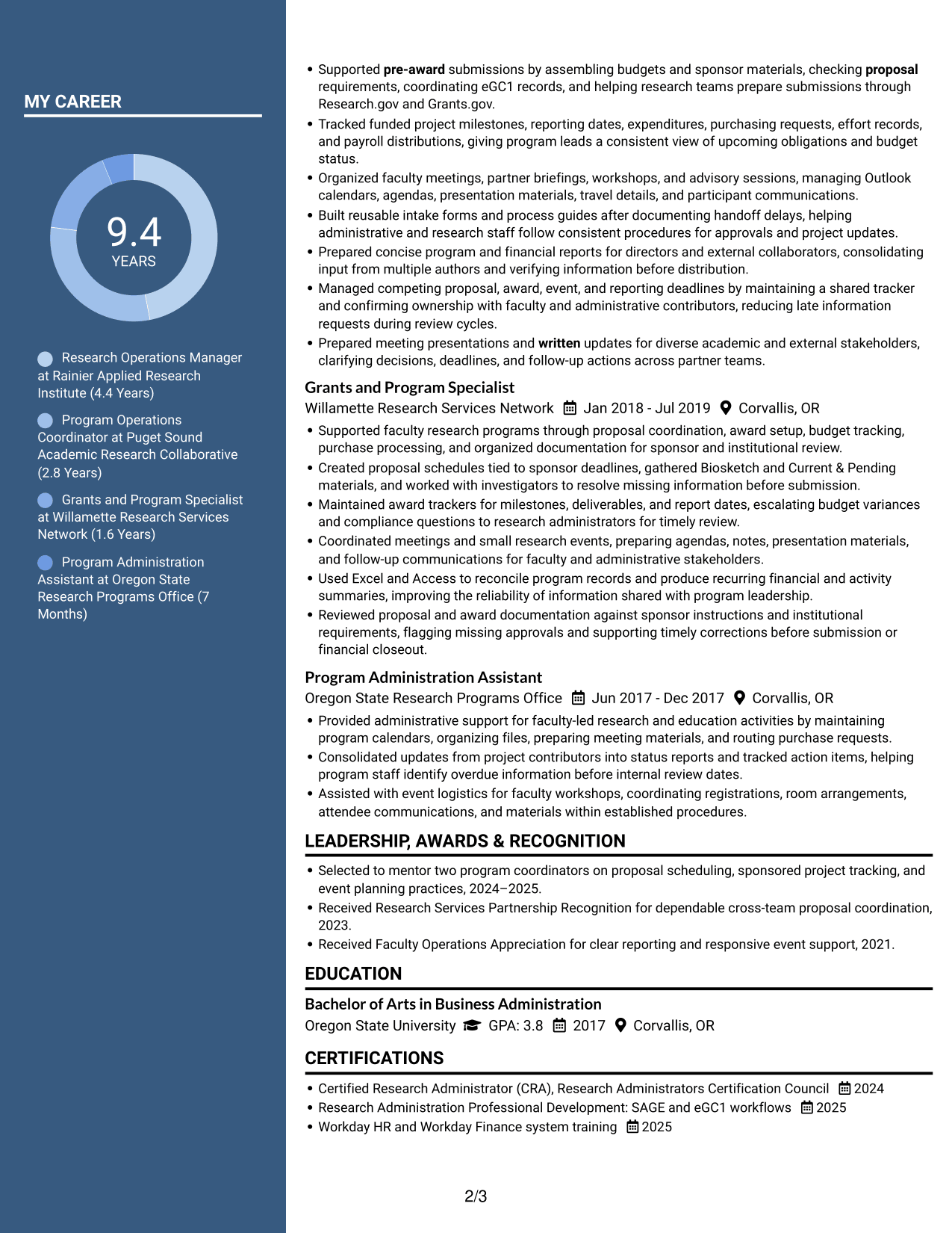 Resume example — page 2