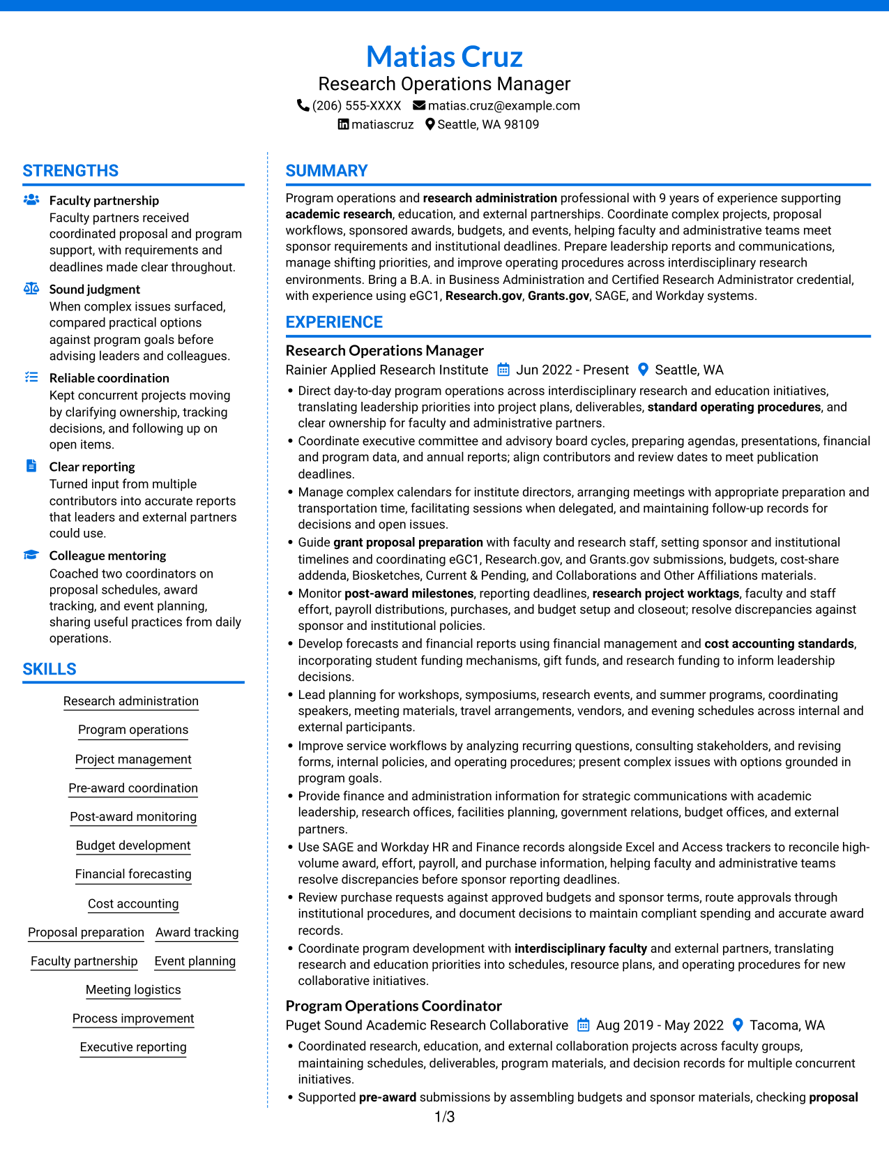 Resume example — page 1