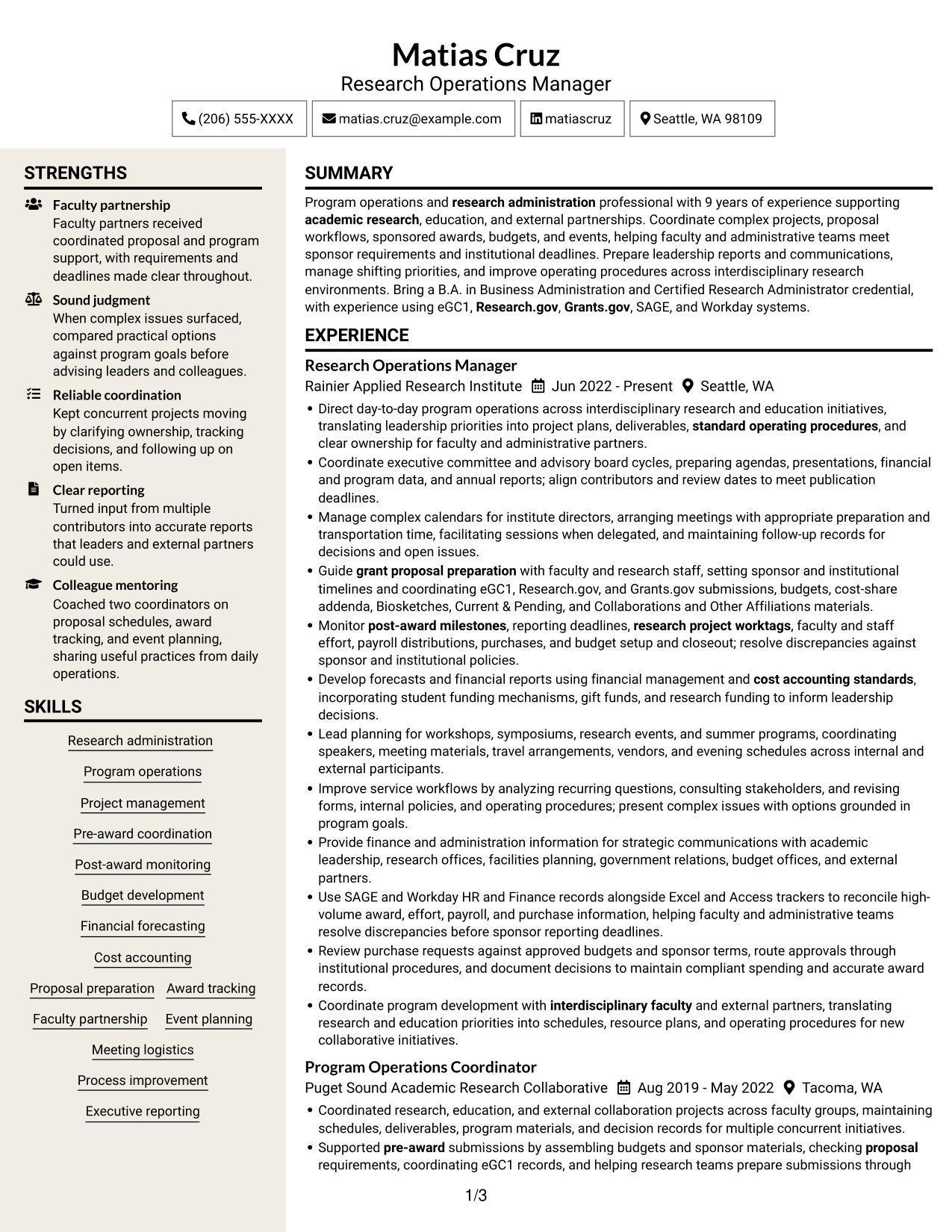 Resume example — page 1