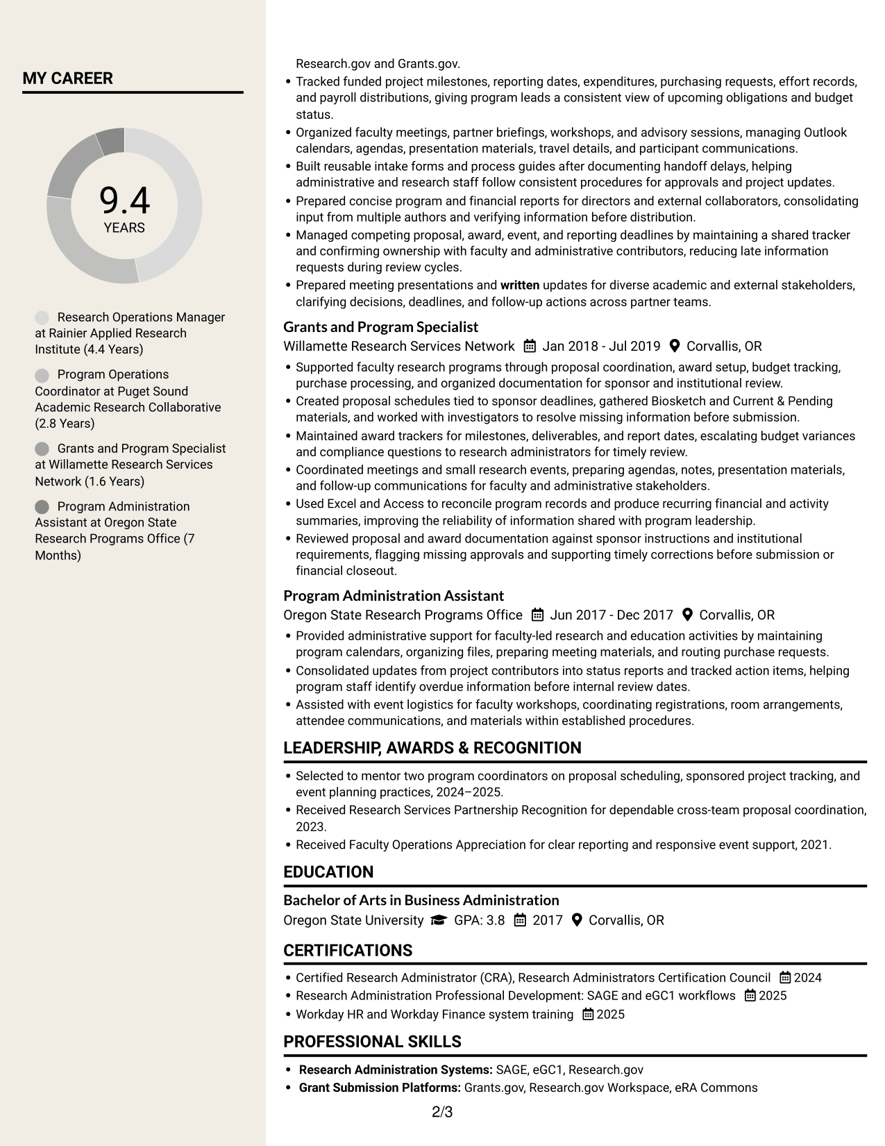 Resume example — page 2