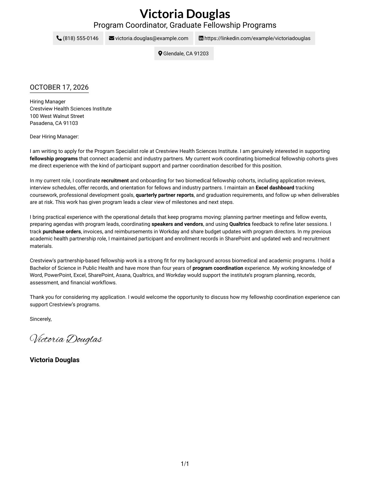 Cover letter example — page 1