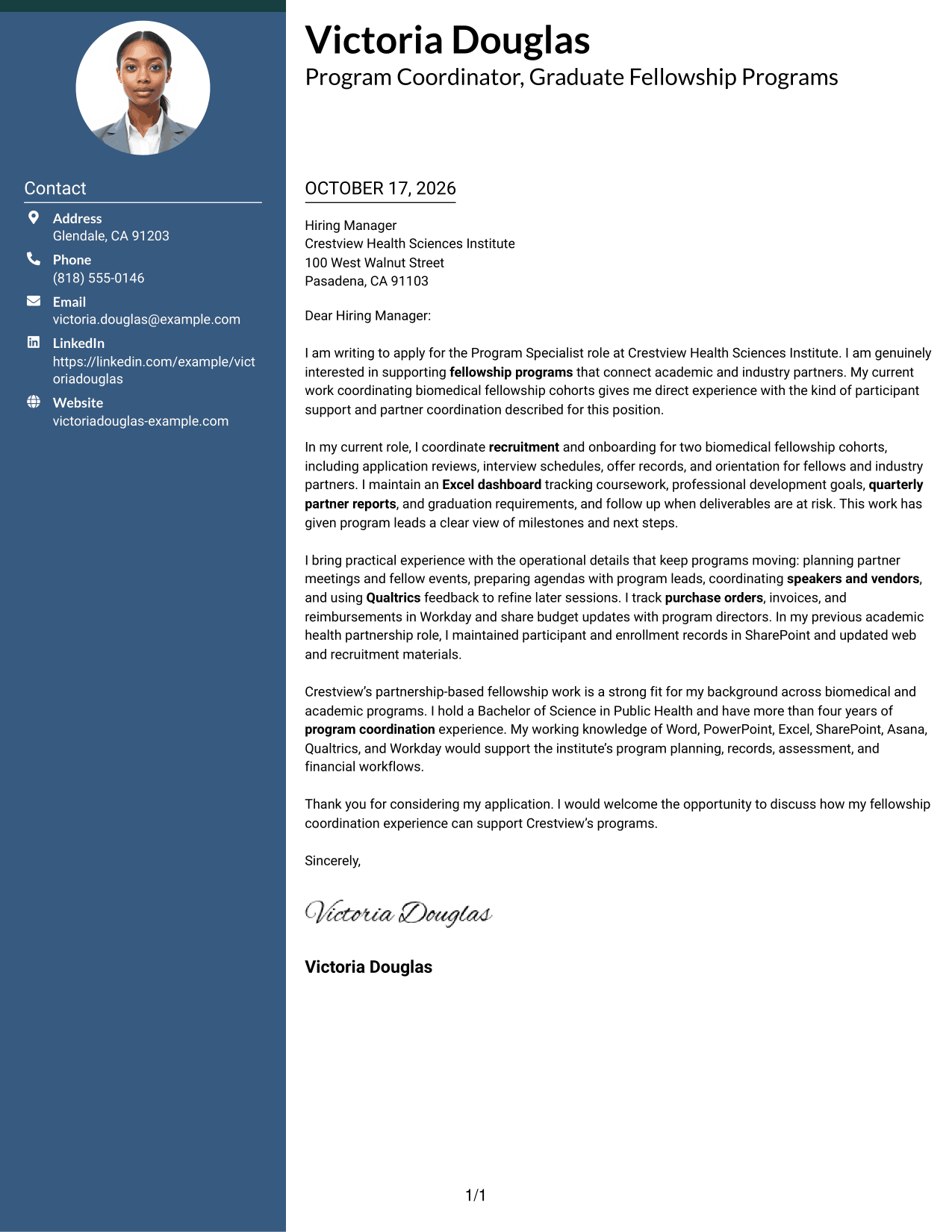 Cover letter example — page 1