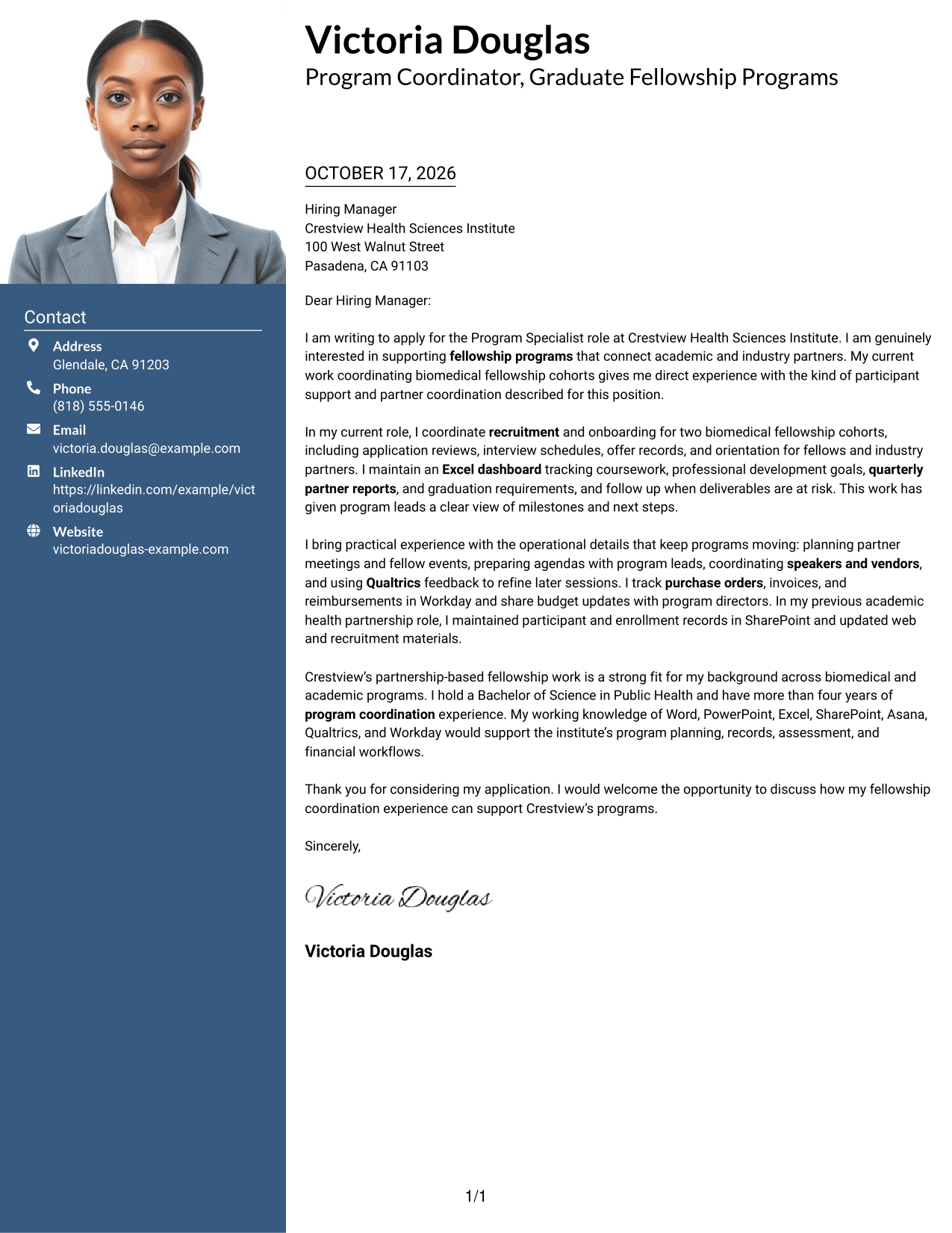 Cover letter example — page 1