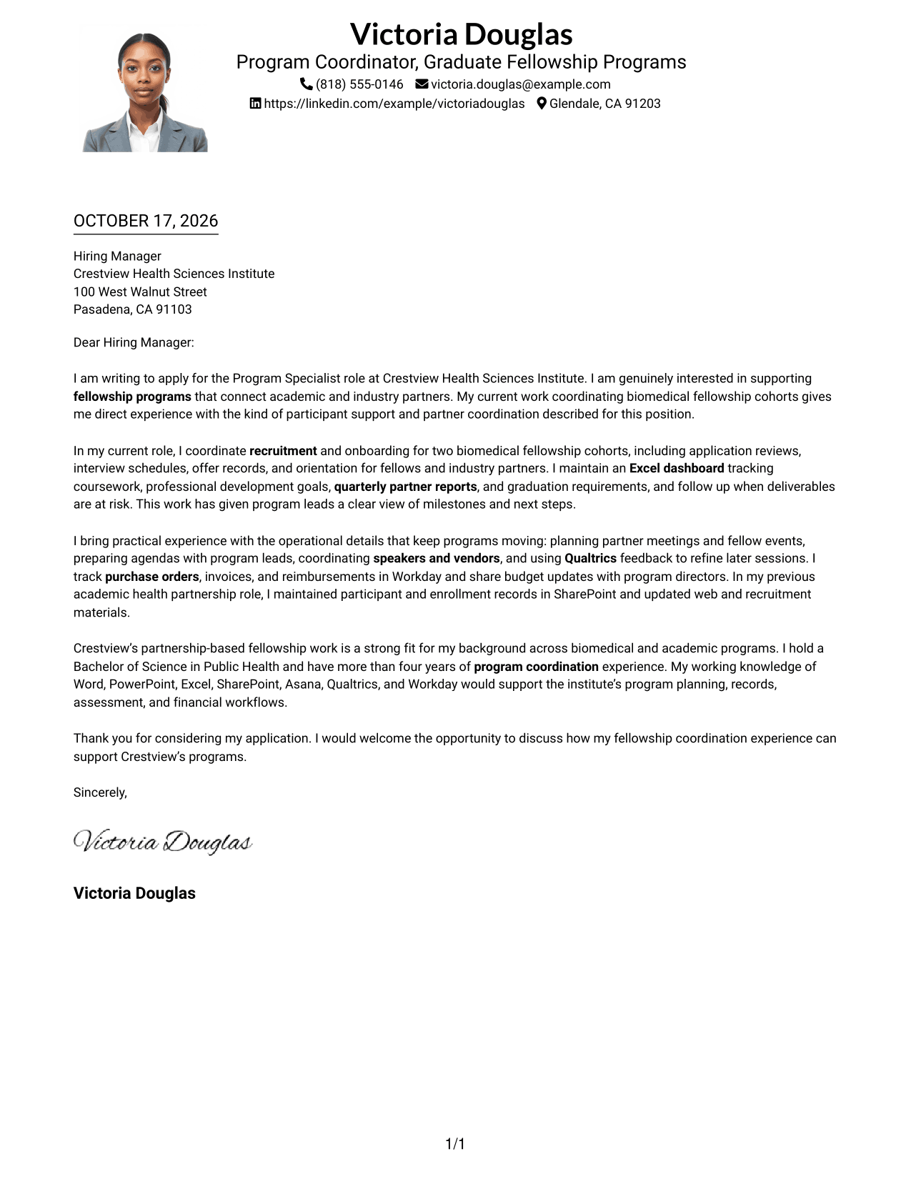Cover letter example — page 1