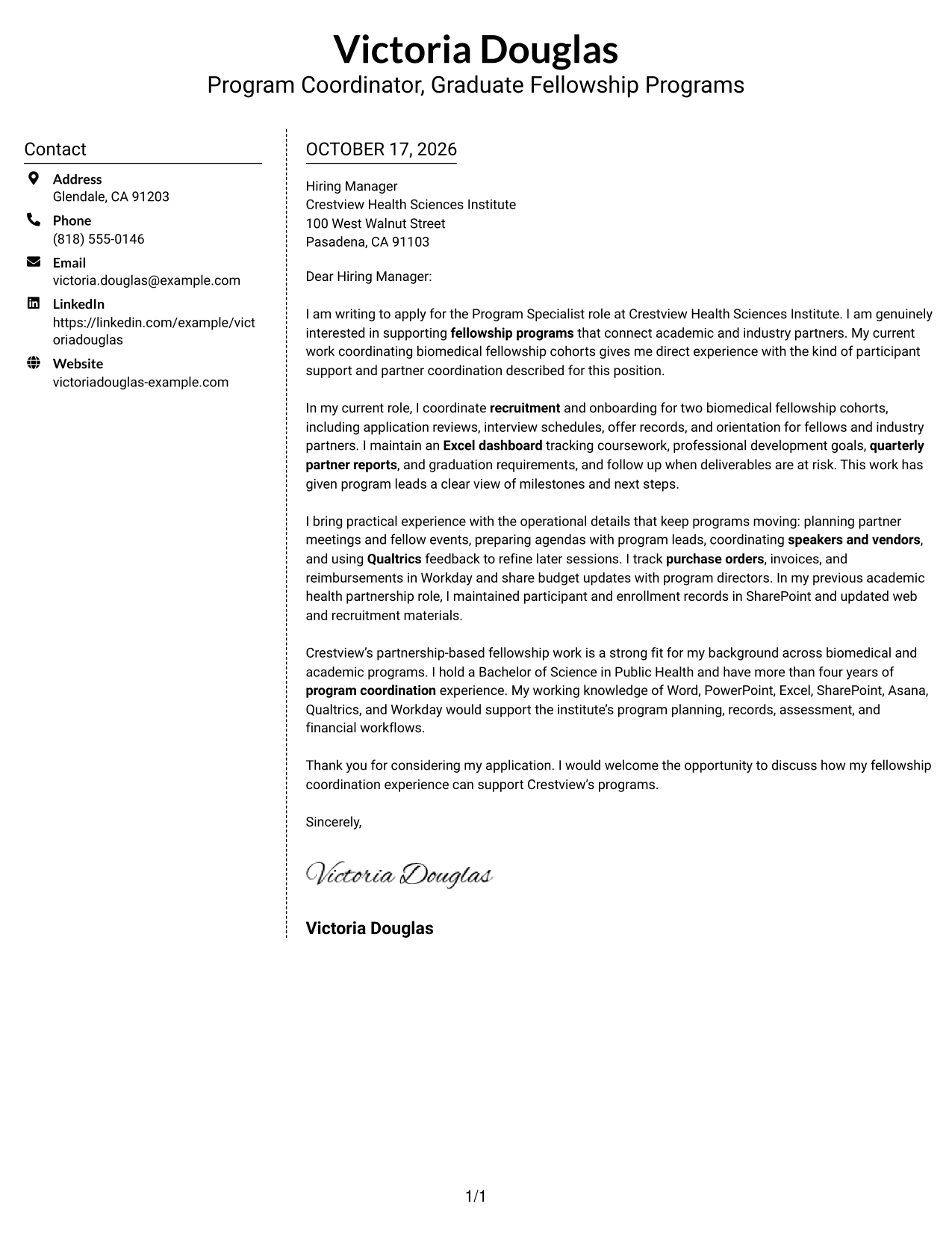 Cover letter example — page 1
