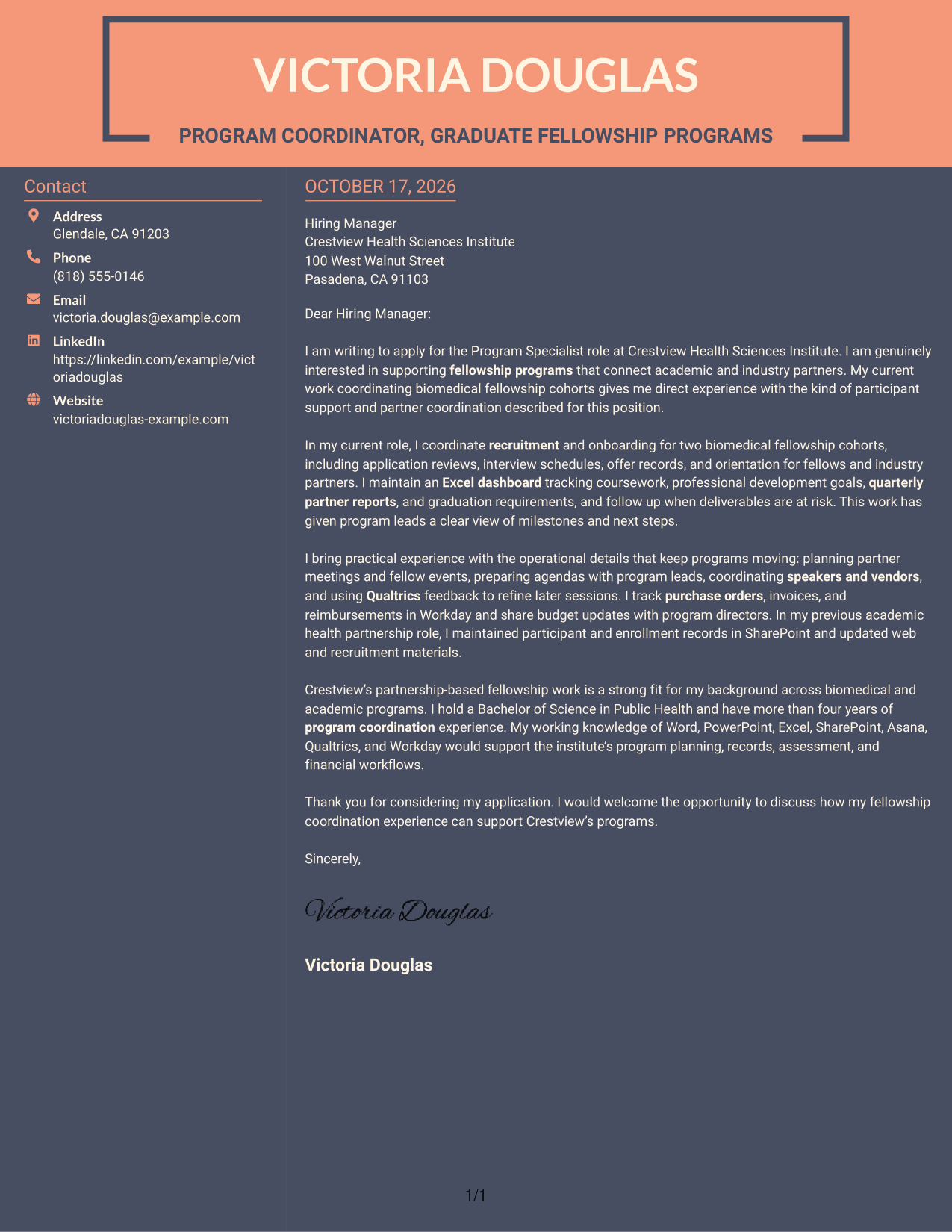 Cover letter example — page 1