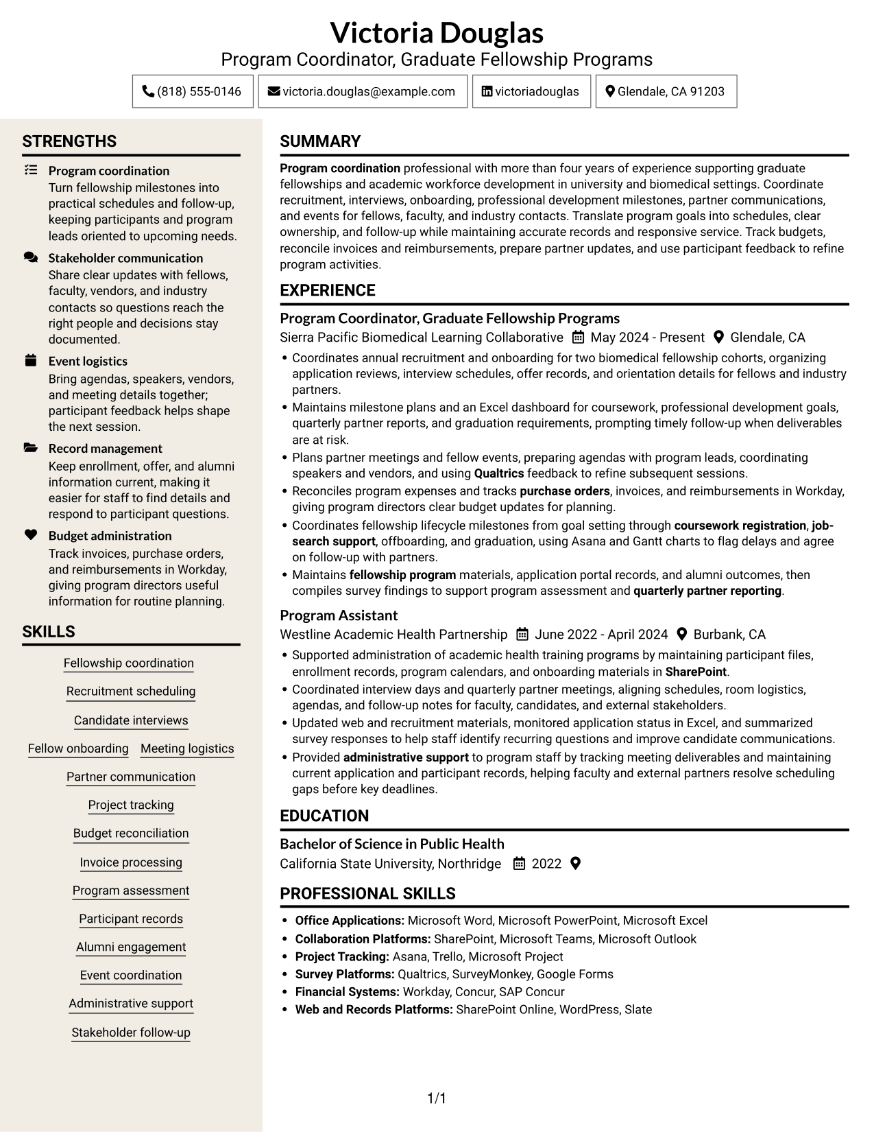 Resume example — page 1