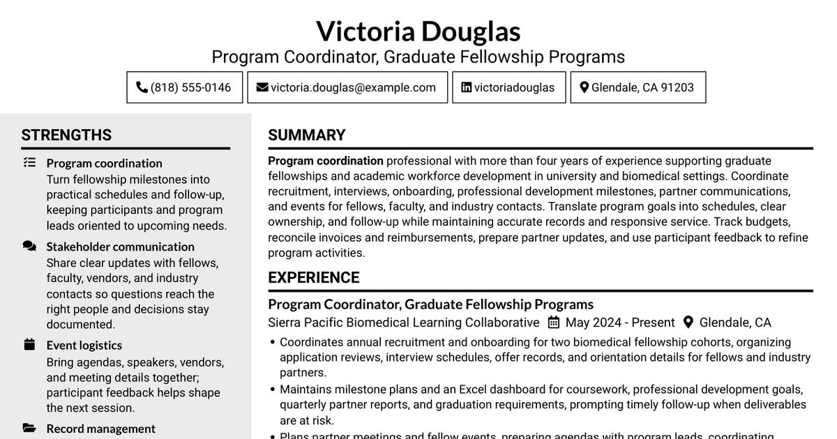 7 Program Specialist - Fellowship Program Administration Resume Templates with Example