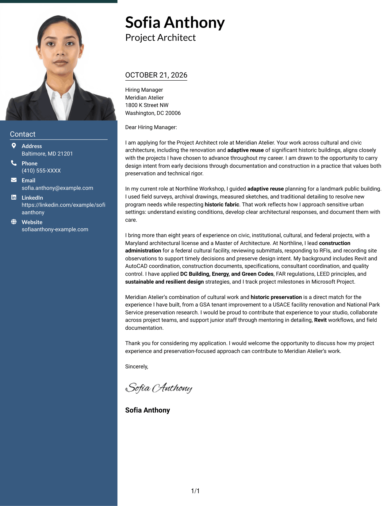 Cover letter example — page 1