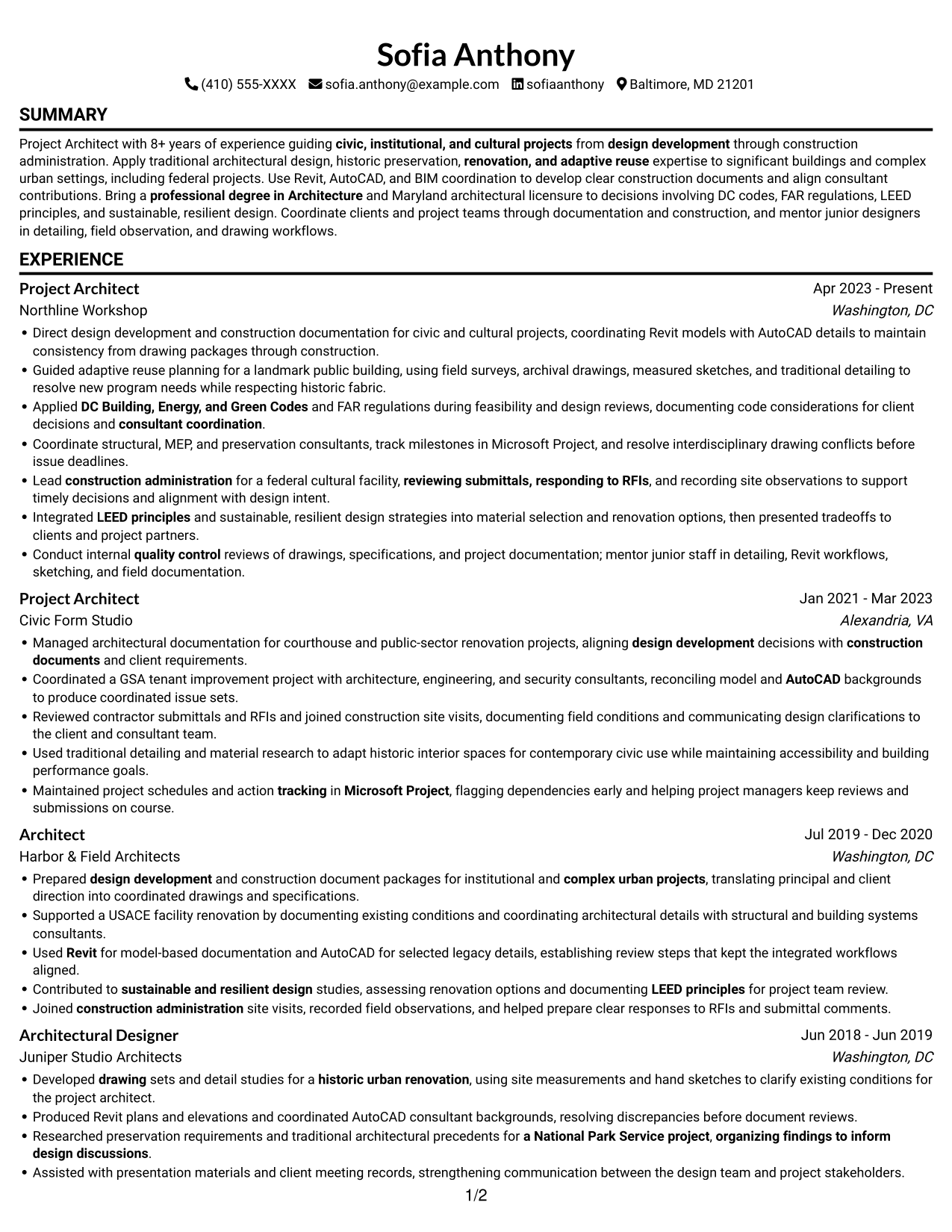 Resume example — page 1