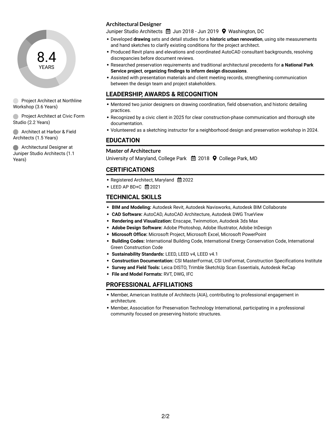 Resume example — page 2
