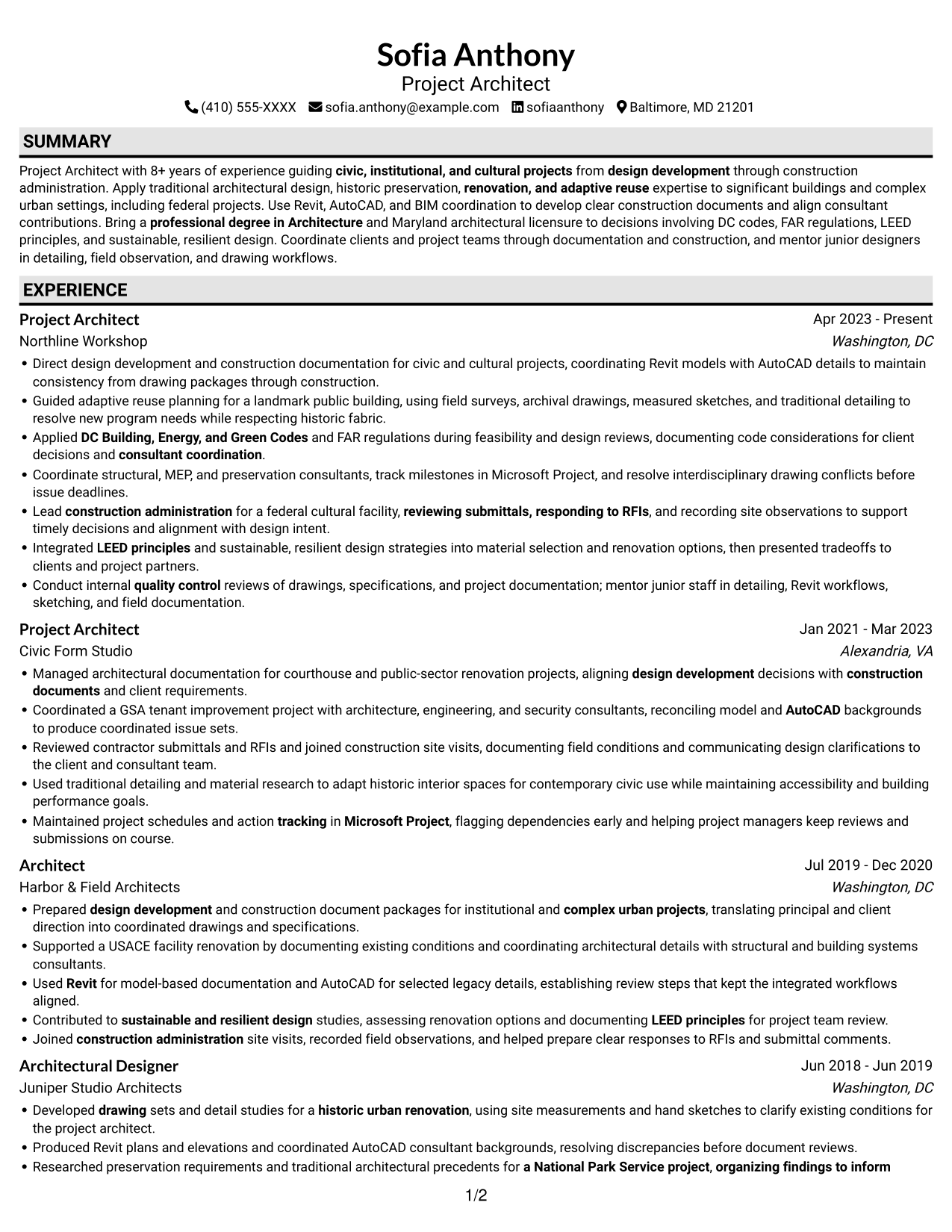 Resume example — page 1