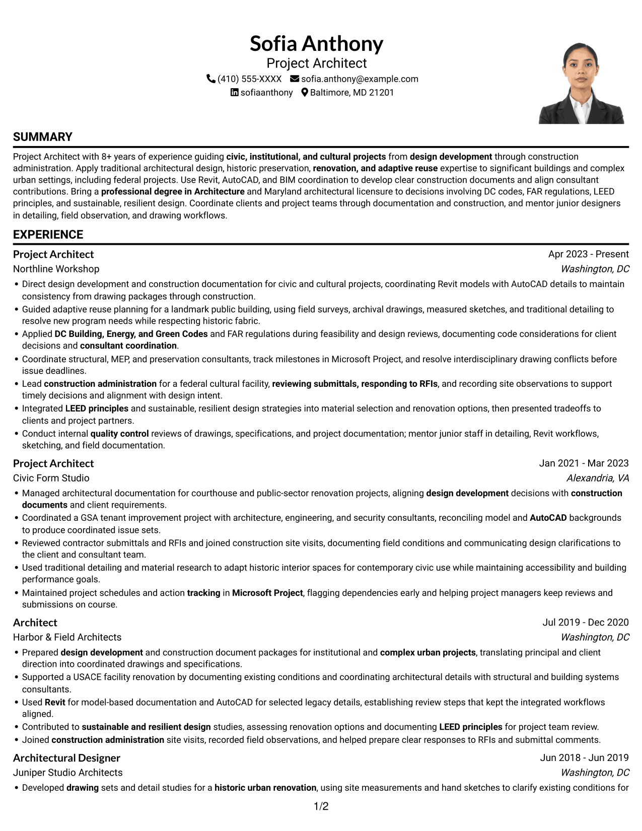 Resume example — page 1