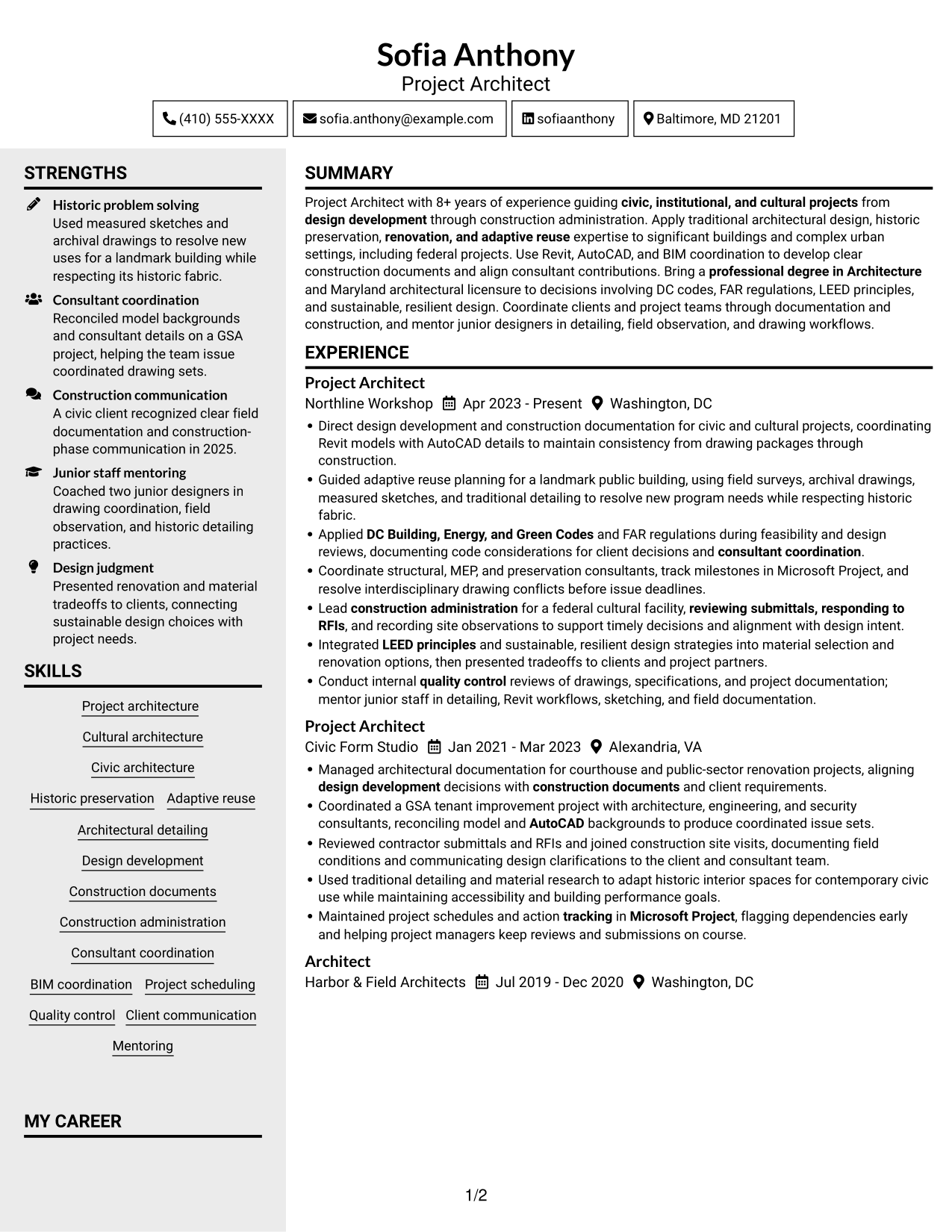 Resume example — page 1