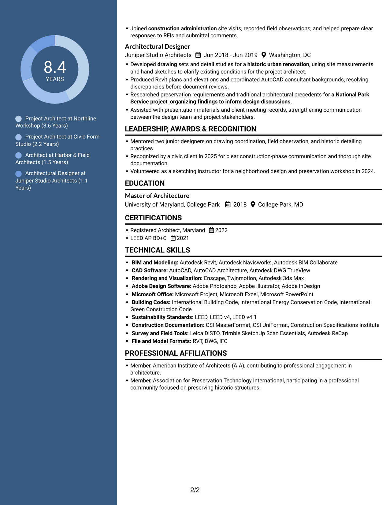 Resume example — page 2