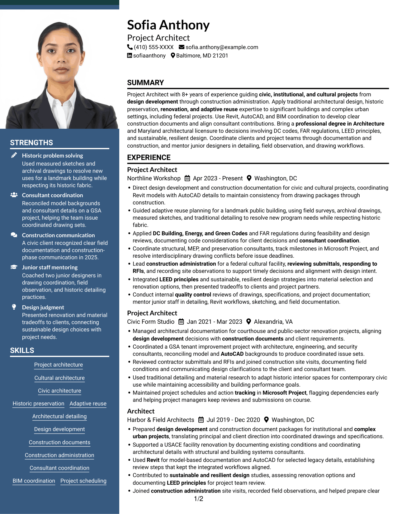 Resume example — page 1