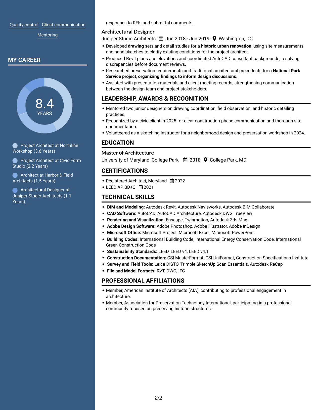 Resume example — page 2