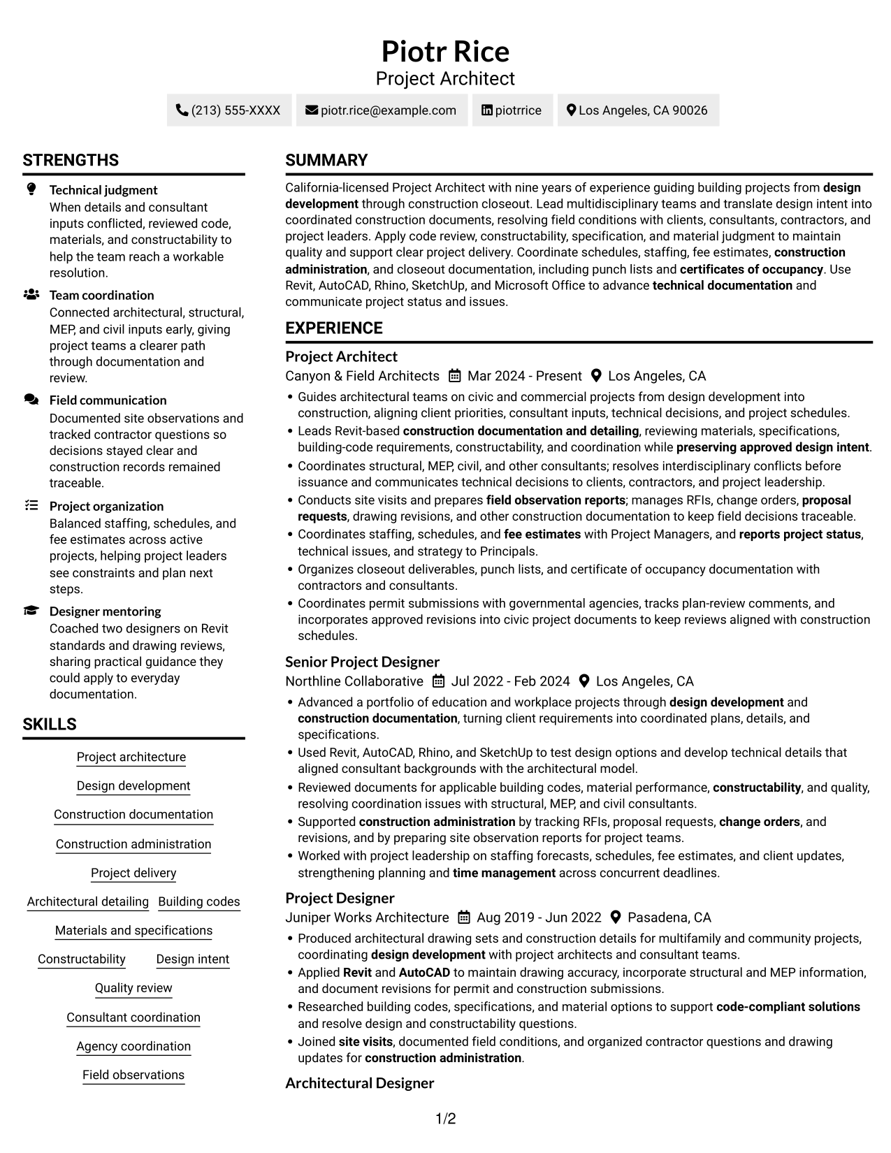 Resume example — page 1