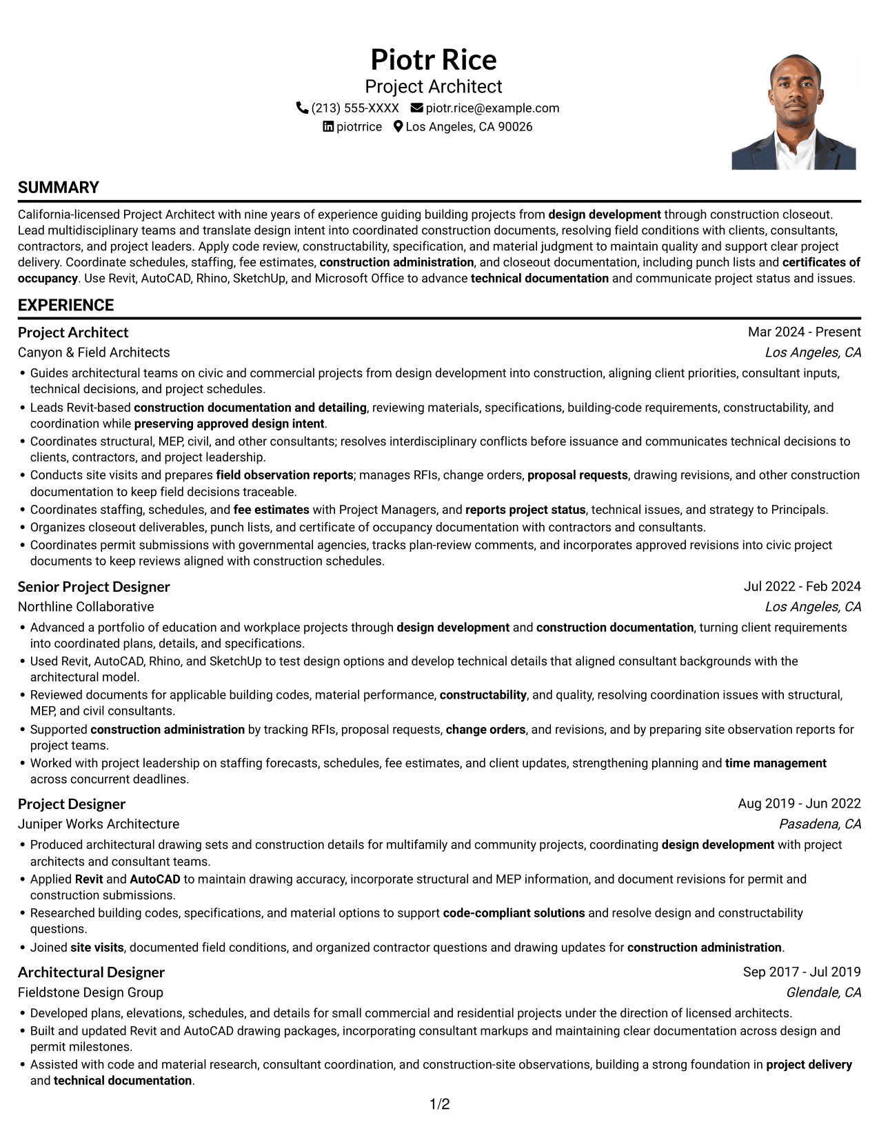 Resume example — page 1