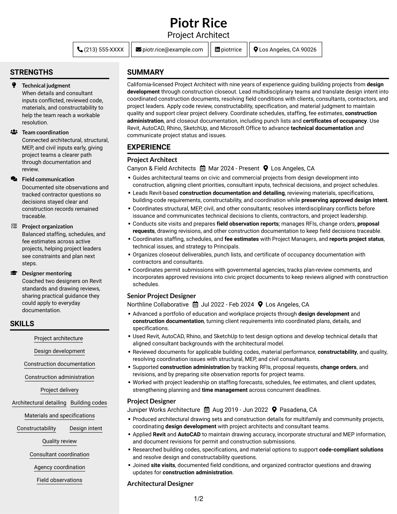 Resume example — page 1