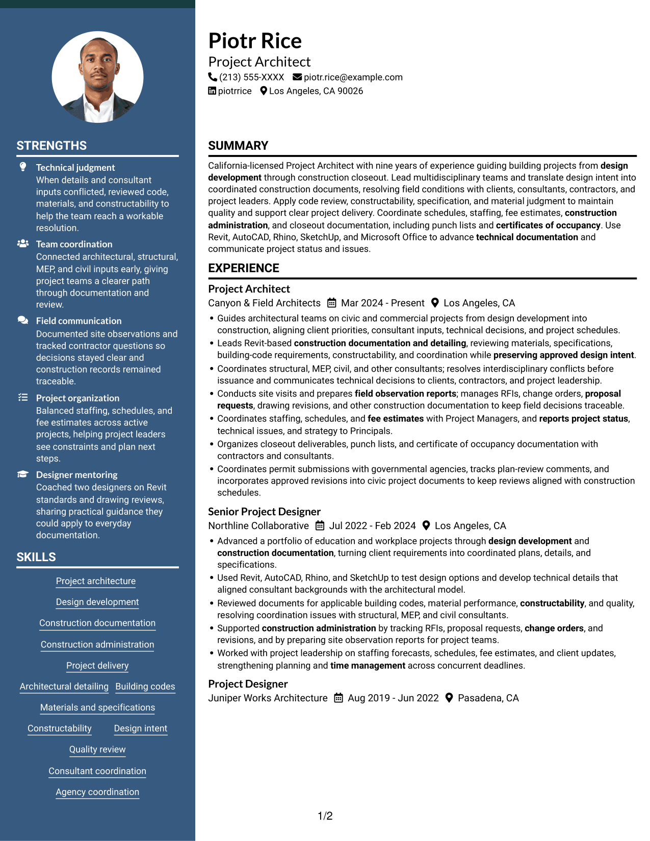 Resume example — page 1