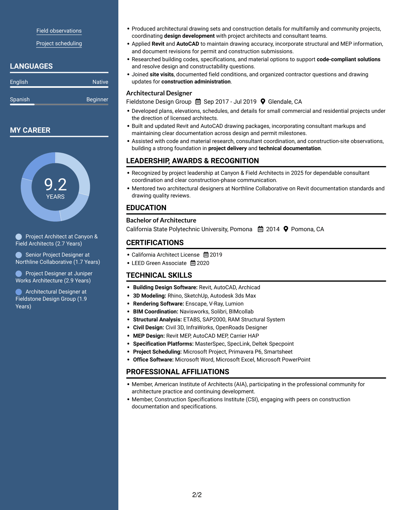 Resume example — page 2