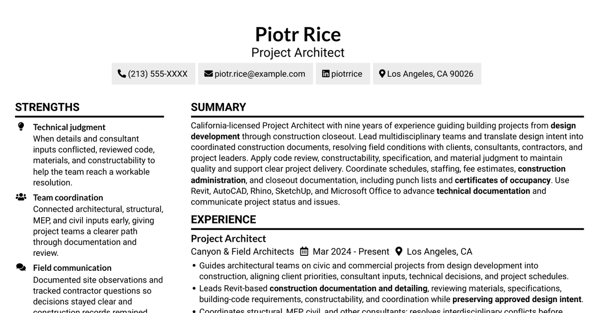 7 Project Architect - Technical Project Delivery Resume Templates with Example