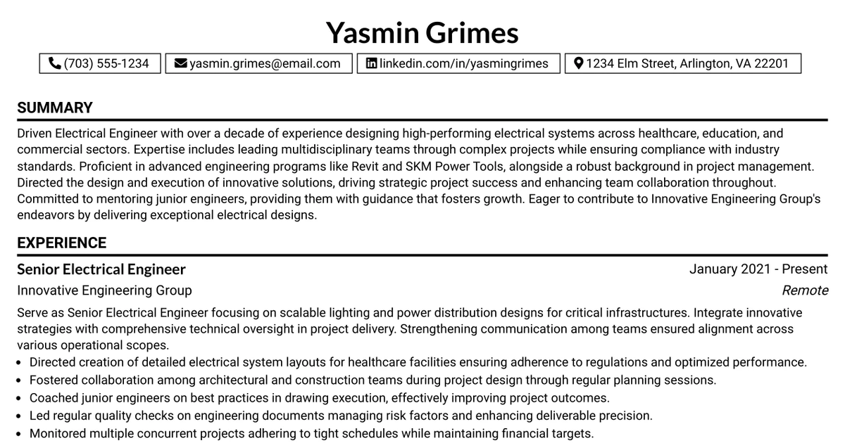 33 Project Electrical Engineer V Resume Templates with Example 2026 (ATS-Optimized)