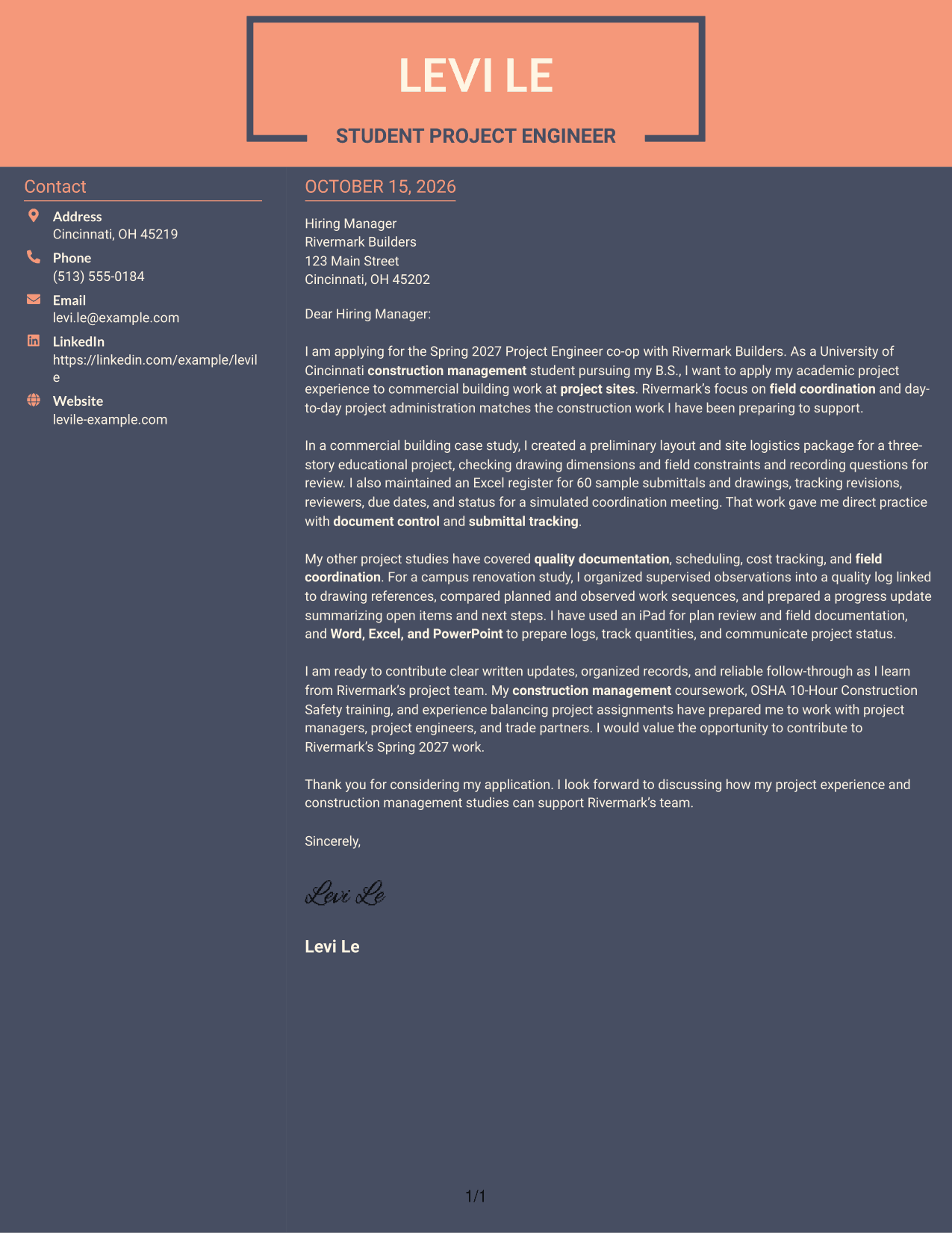Cover letter example — page 1