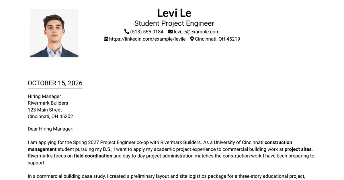 7 Project Engineer Construction Cover Letter Templates with Example