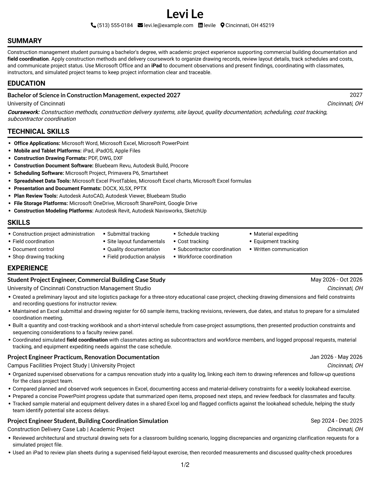 Resume example — page 1