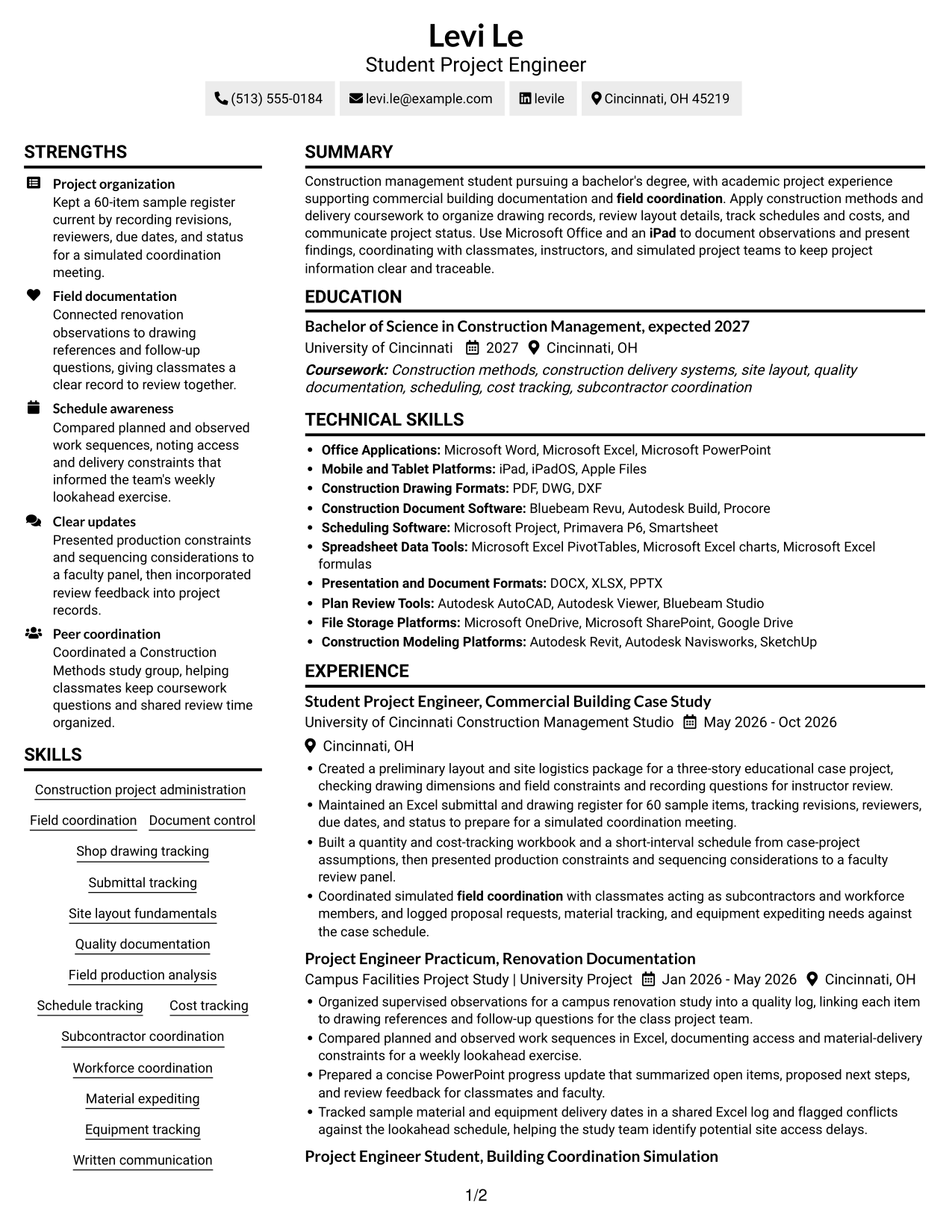 Resume example — page 1