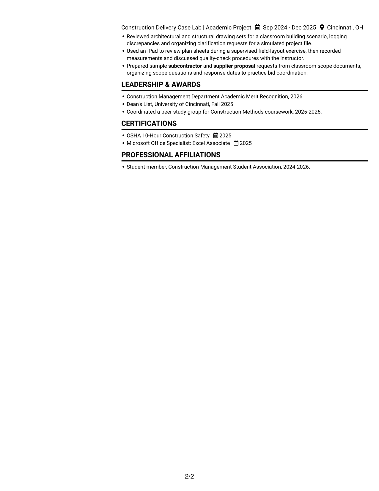 Resume example — page 2