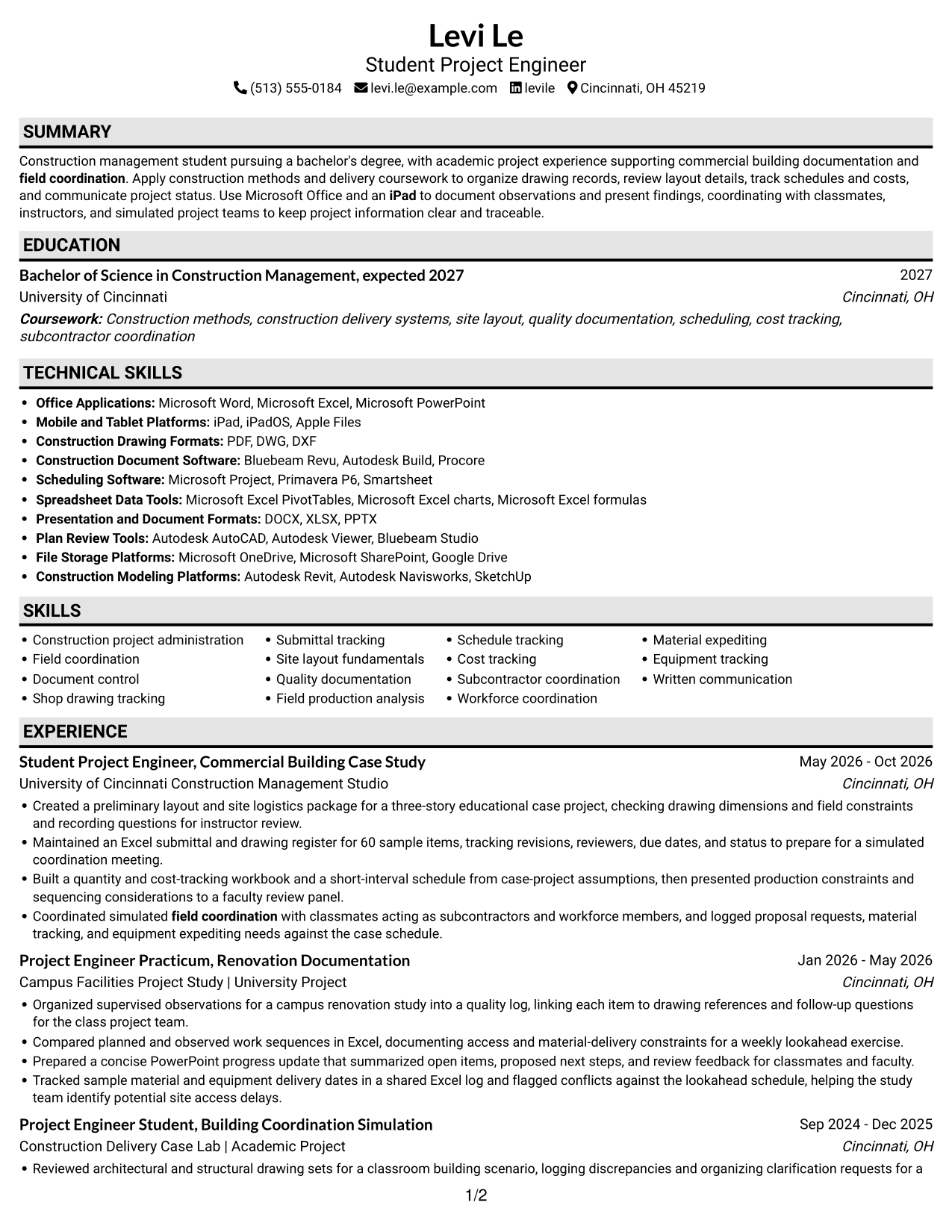 Resume example — page 1