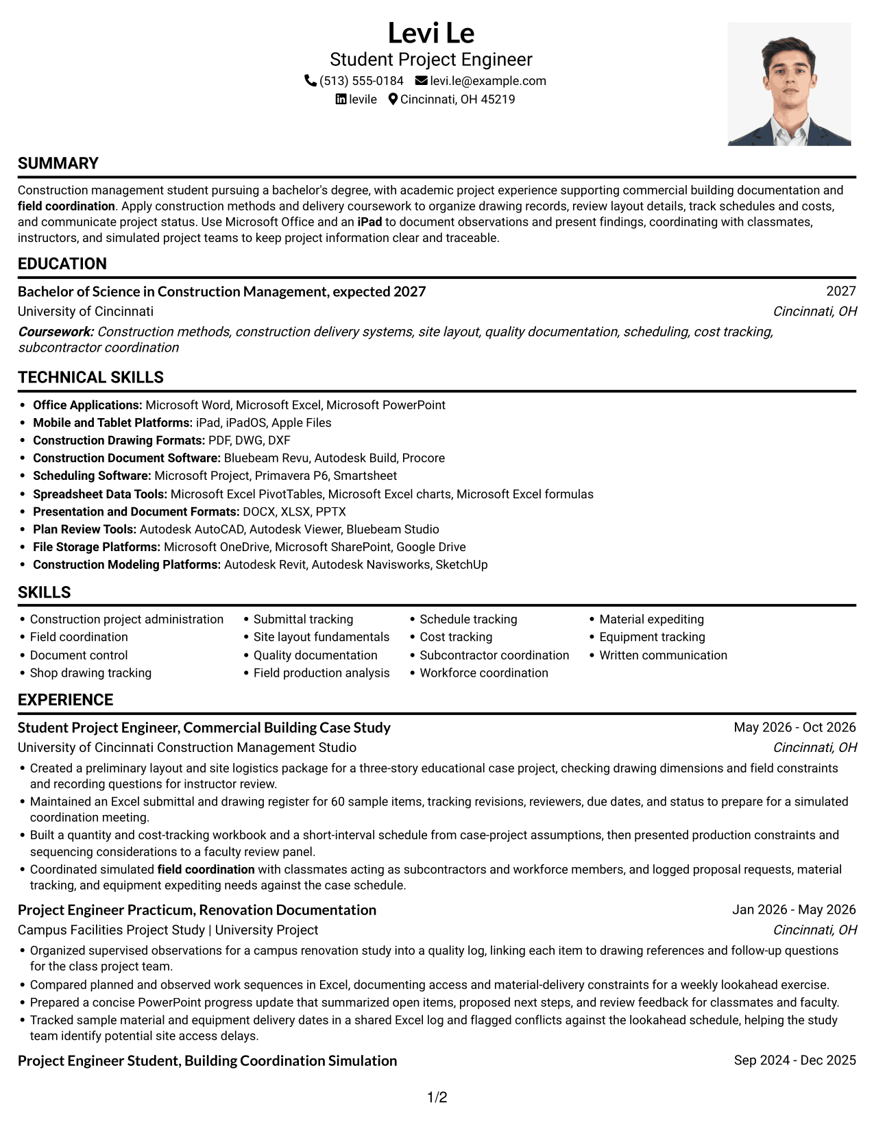 Resume example — page 1