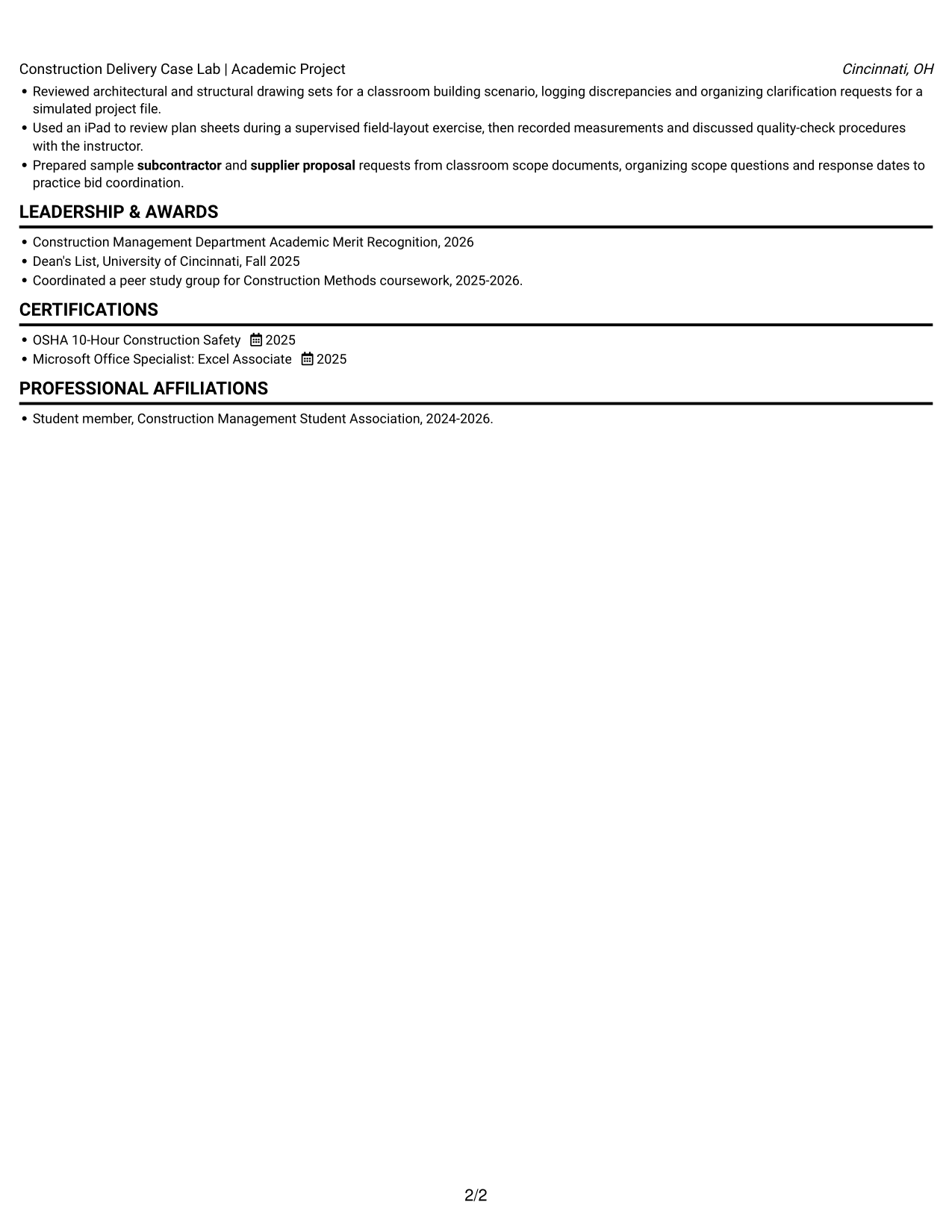 Resume example — page 2