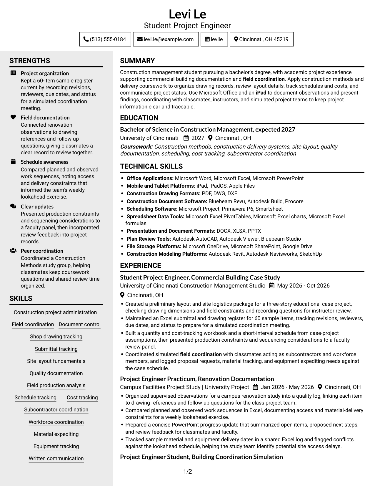 Resume example — page 1