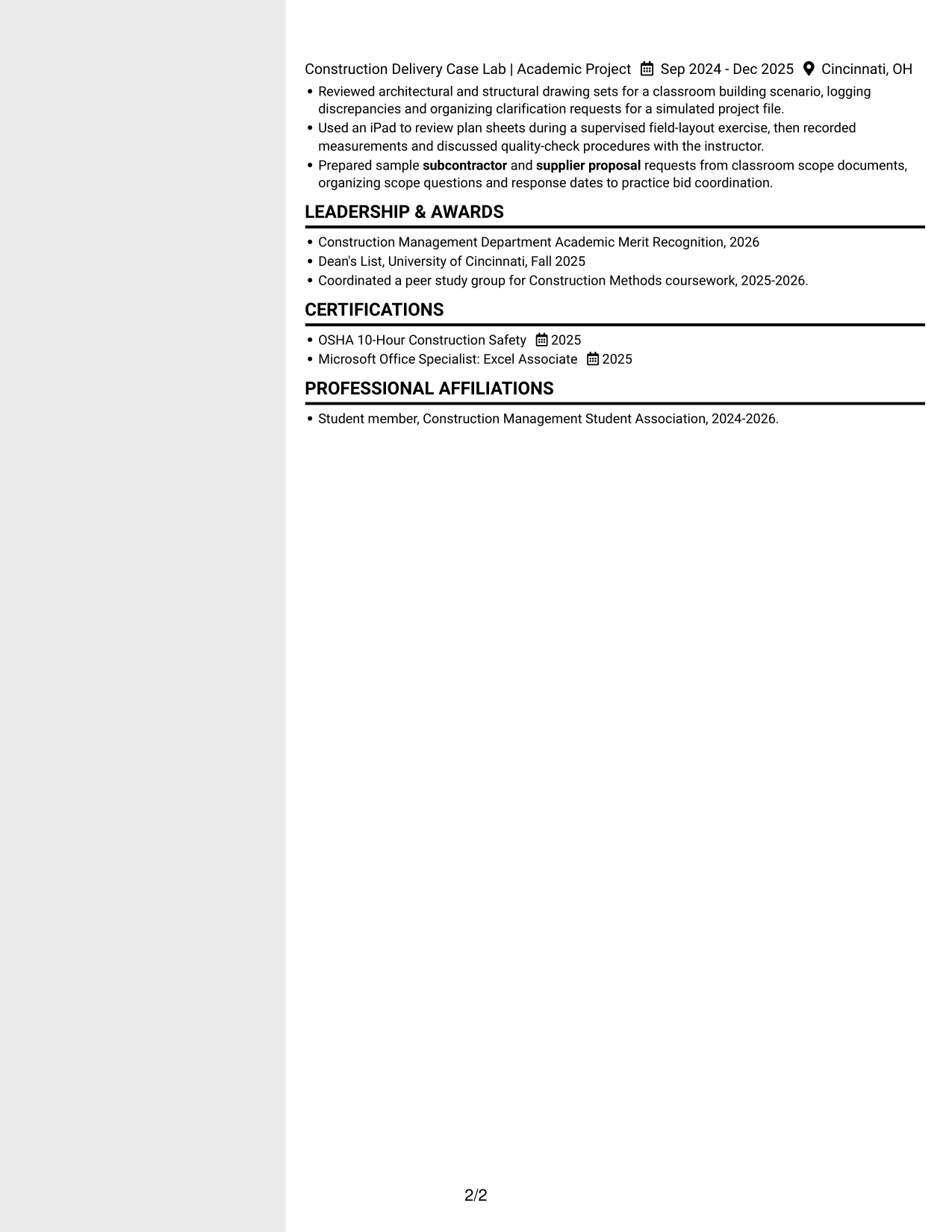 Resume example — page 2