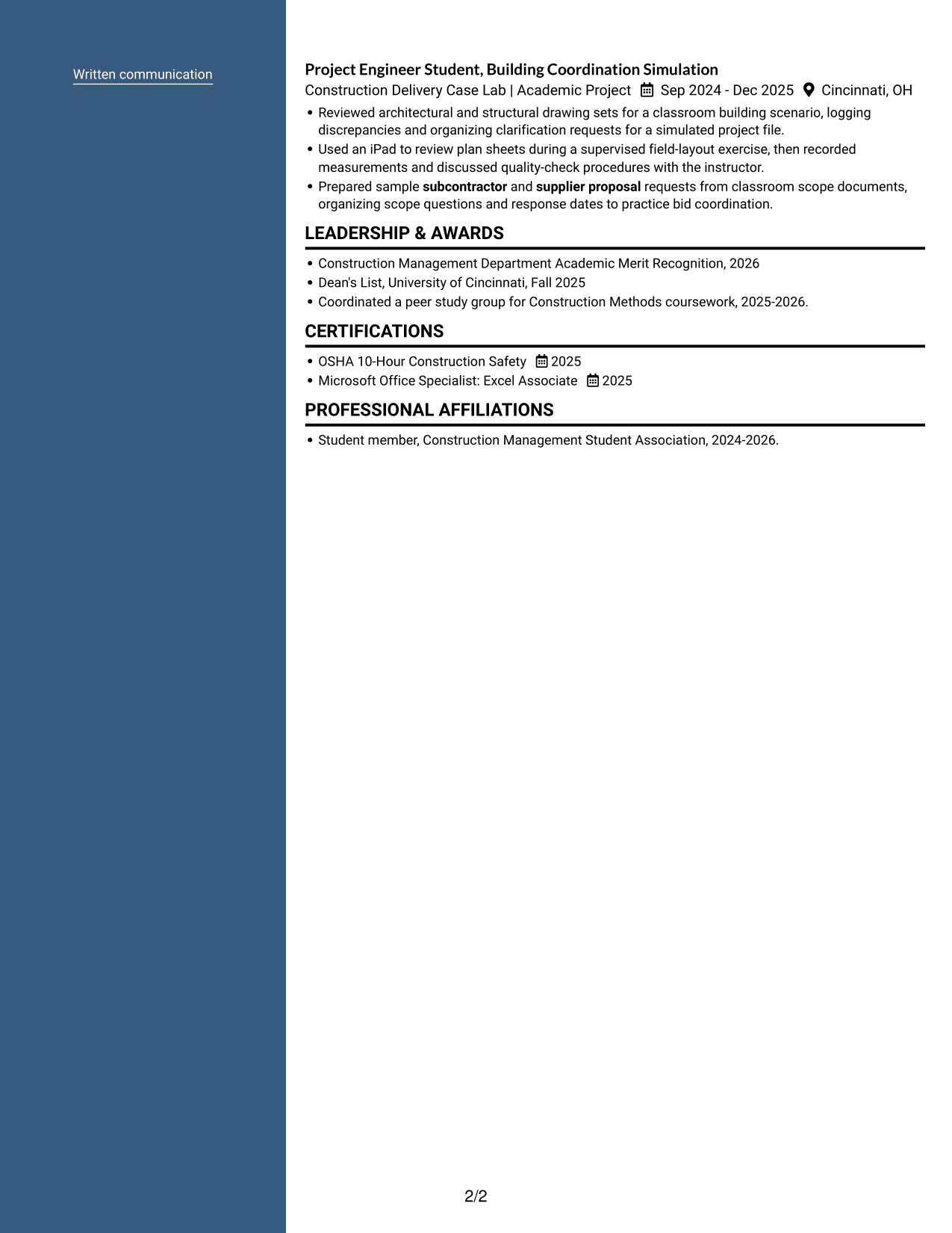 Resume example — page 2