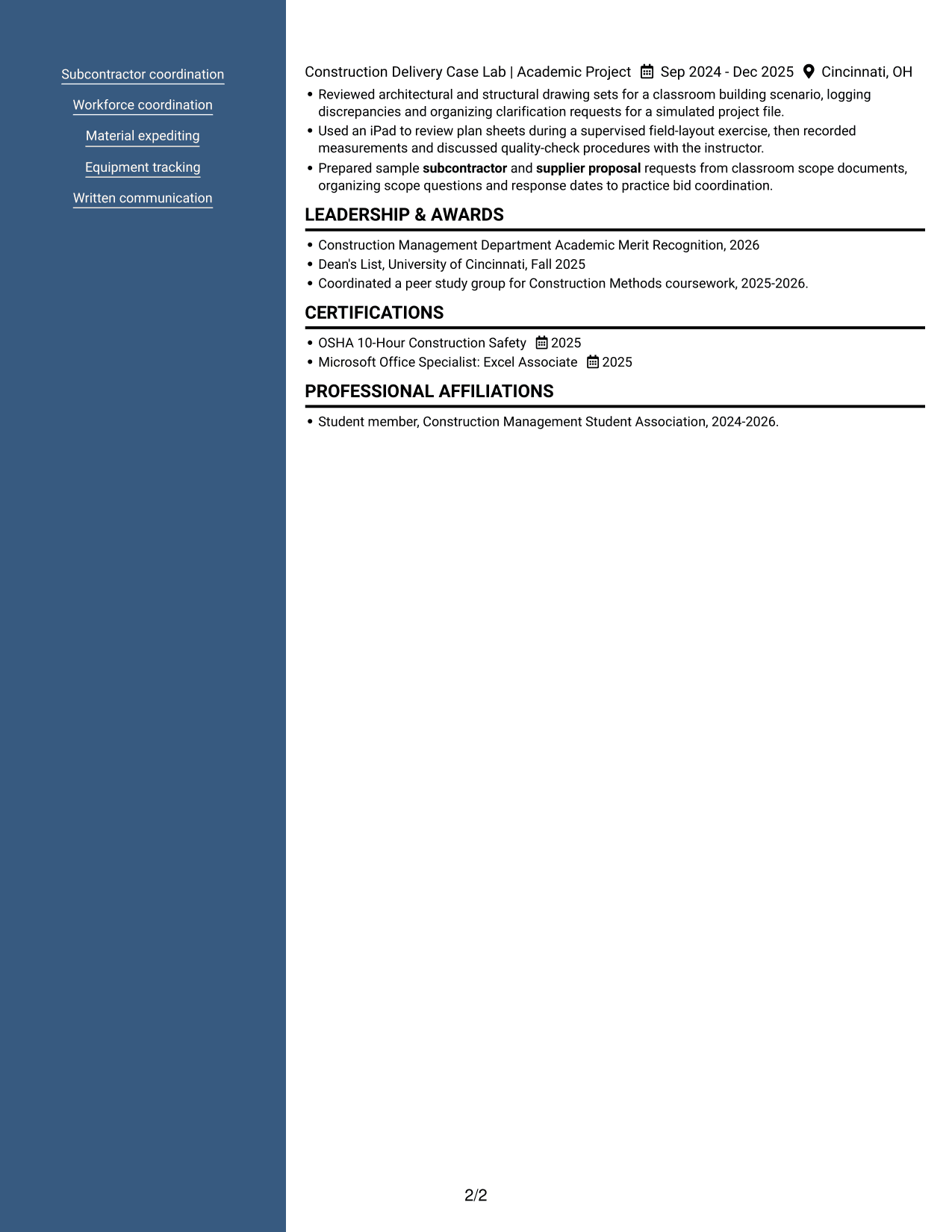 Resume example — page 2