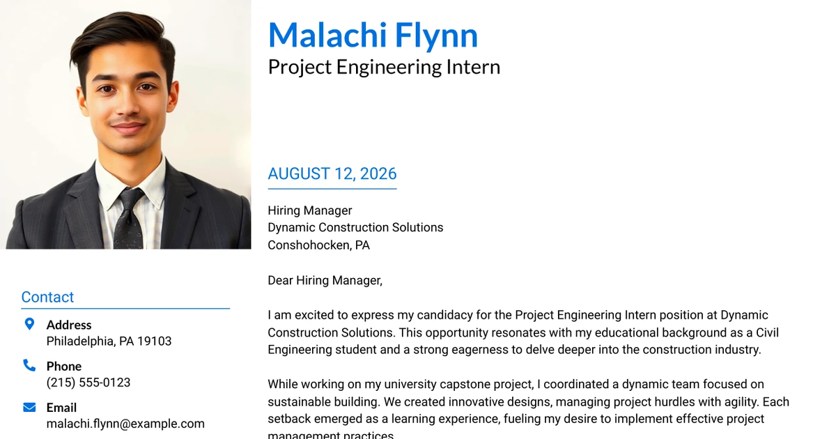 30+ Project Engineering Intern Cover Letter Templates with Example 2026