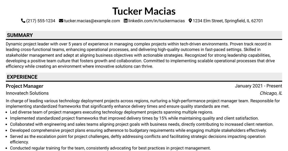 33 Project Leader Resume Templates with Example 2026 (ATS-Optimized)