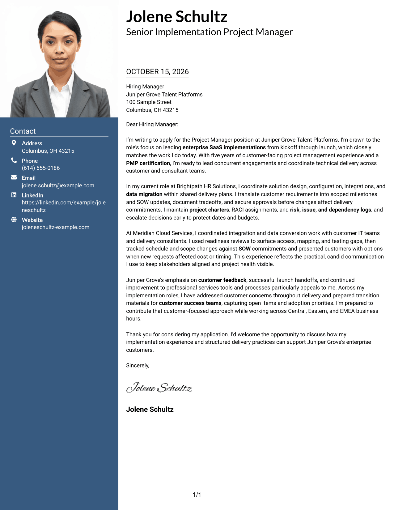 Cover letter example — page 1