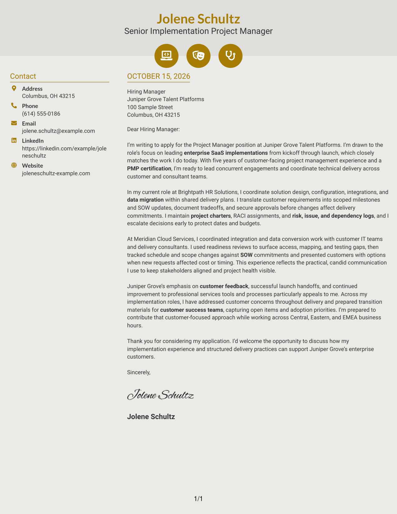 Cover letter example — page 1