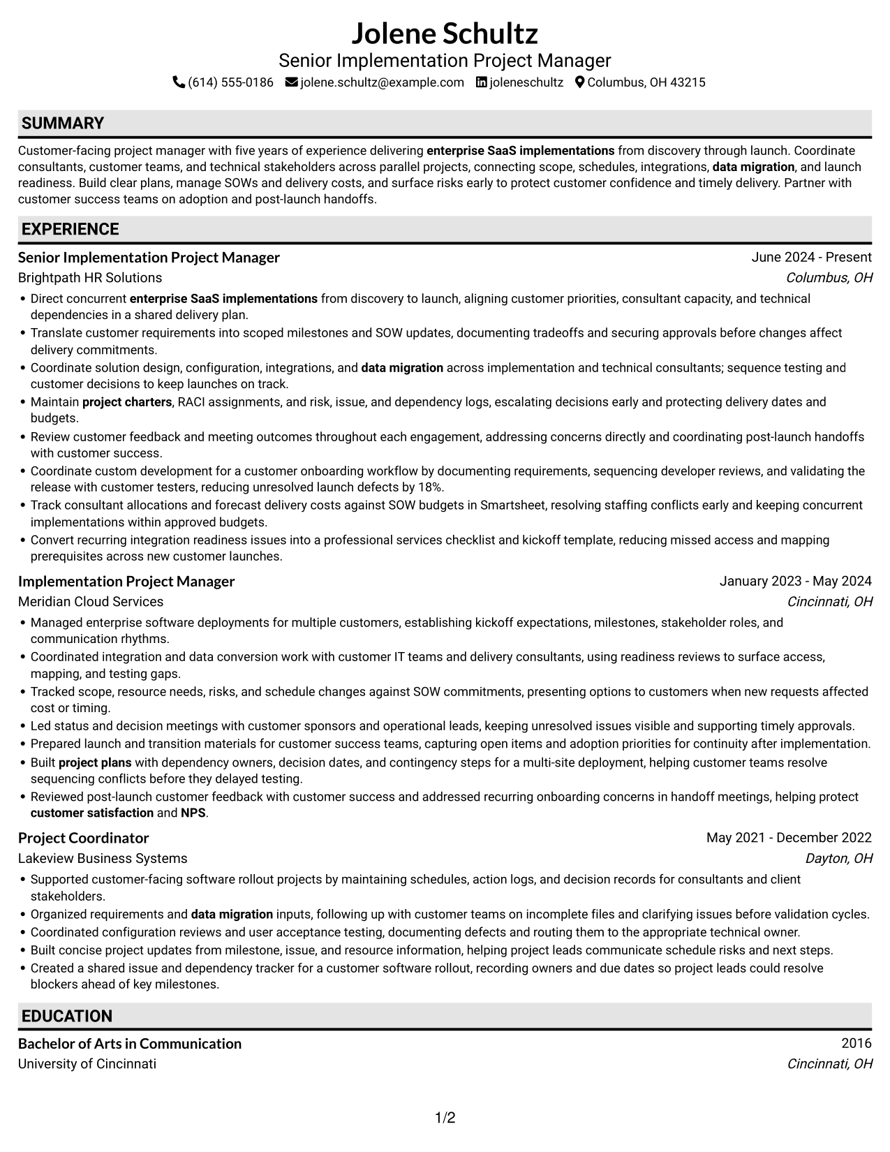 Resume example — page 1