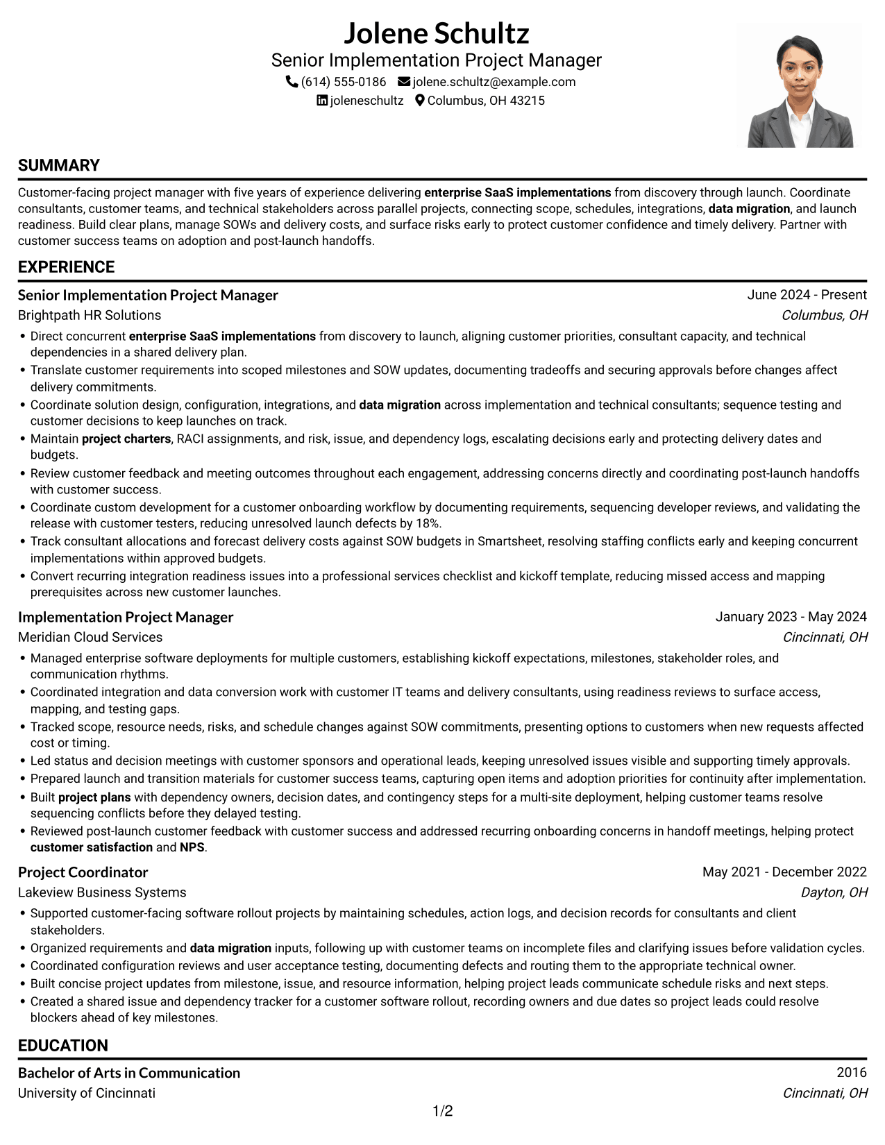 Resume example — page 1