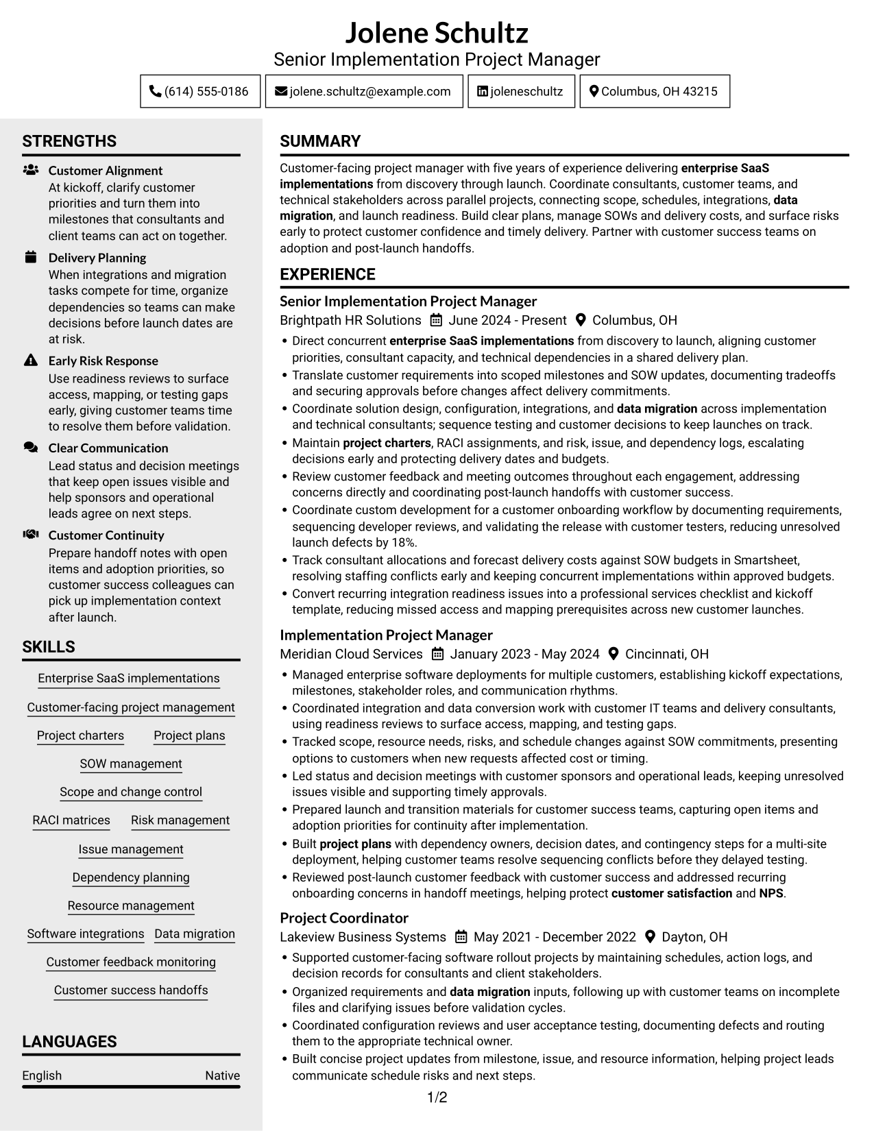Resume example — page 1