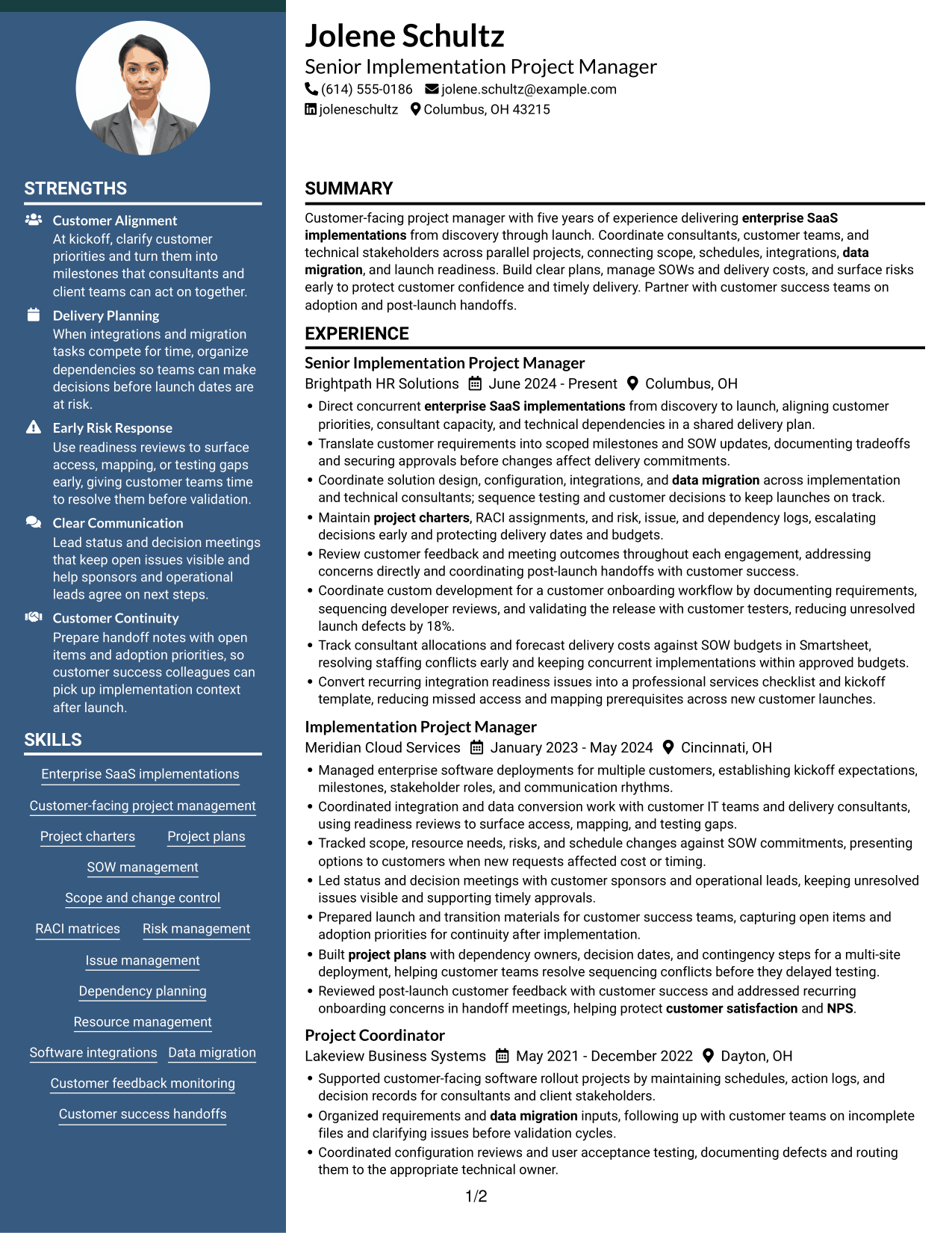 Resume example — page 1