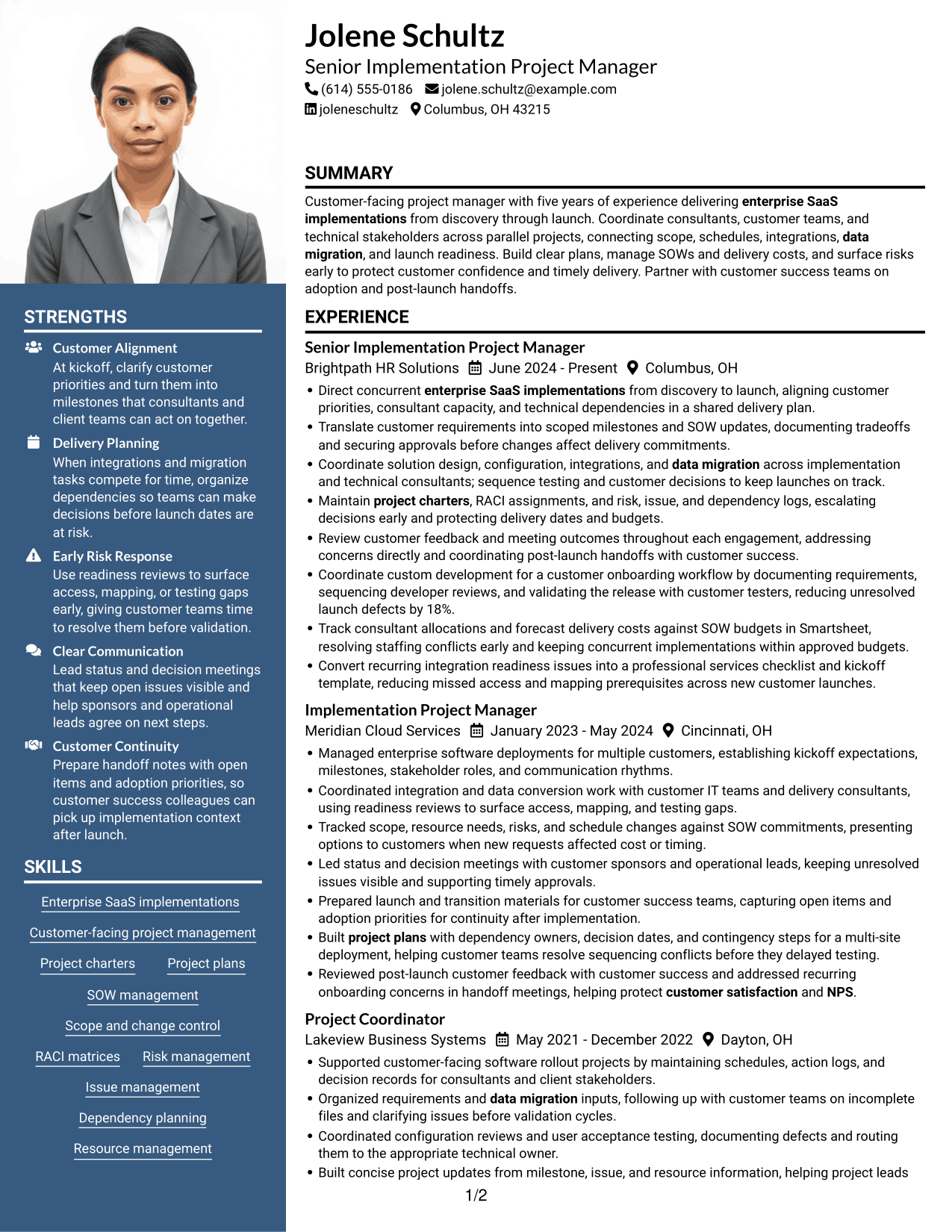 Resume example — page 1