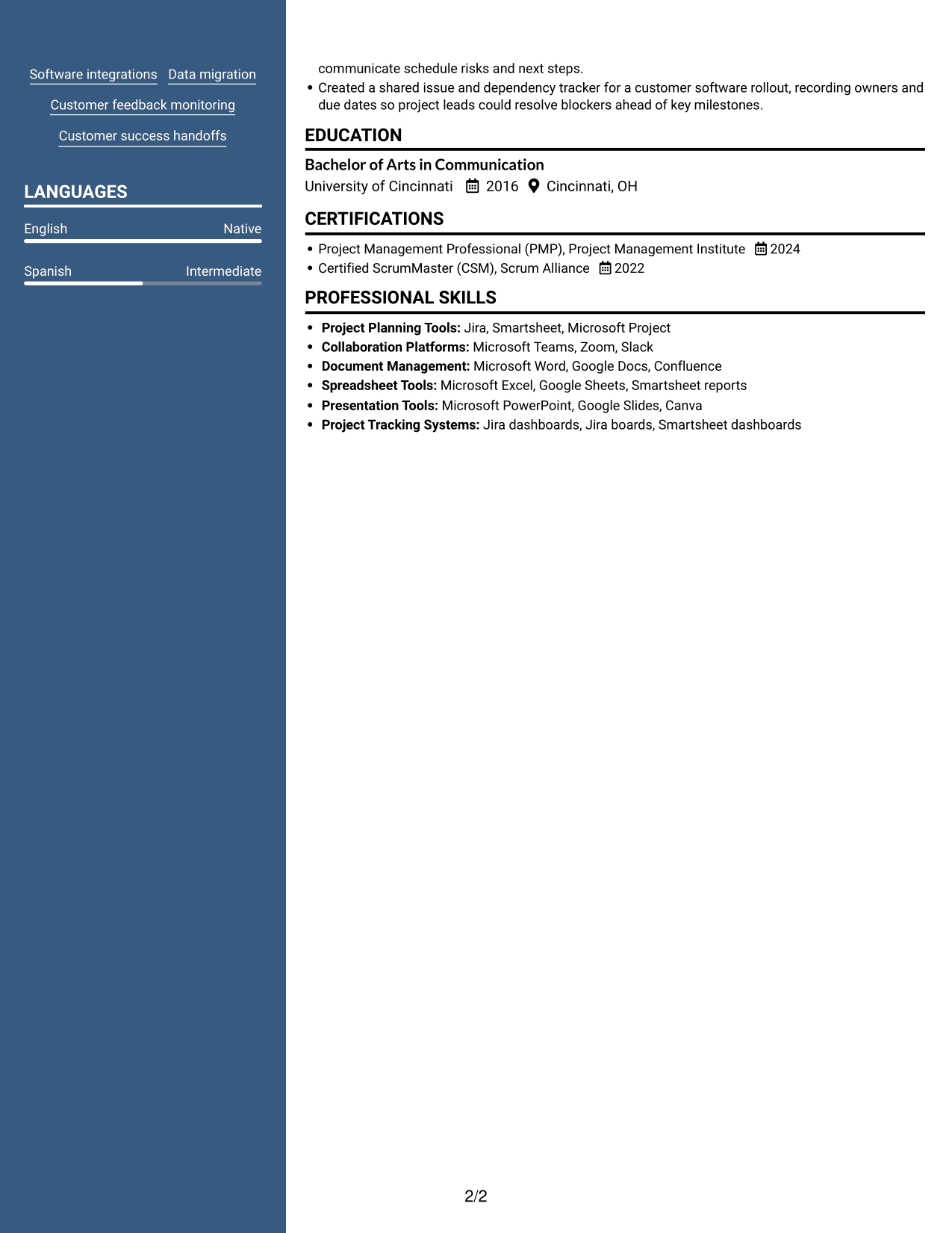 Resume example — page 2